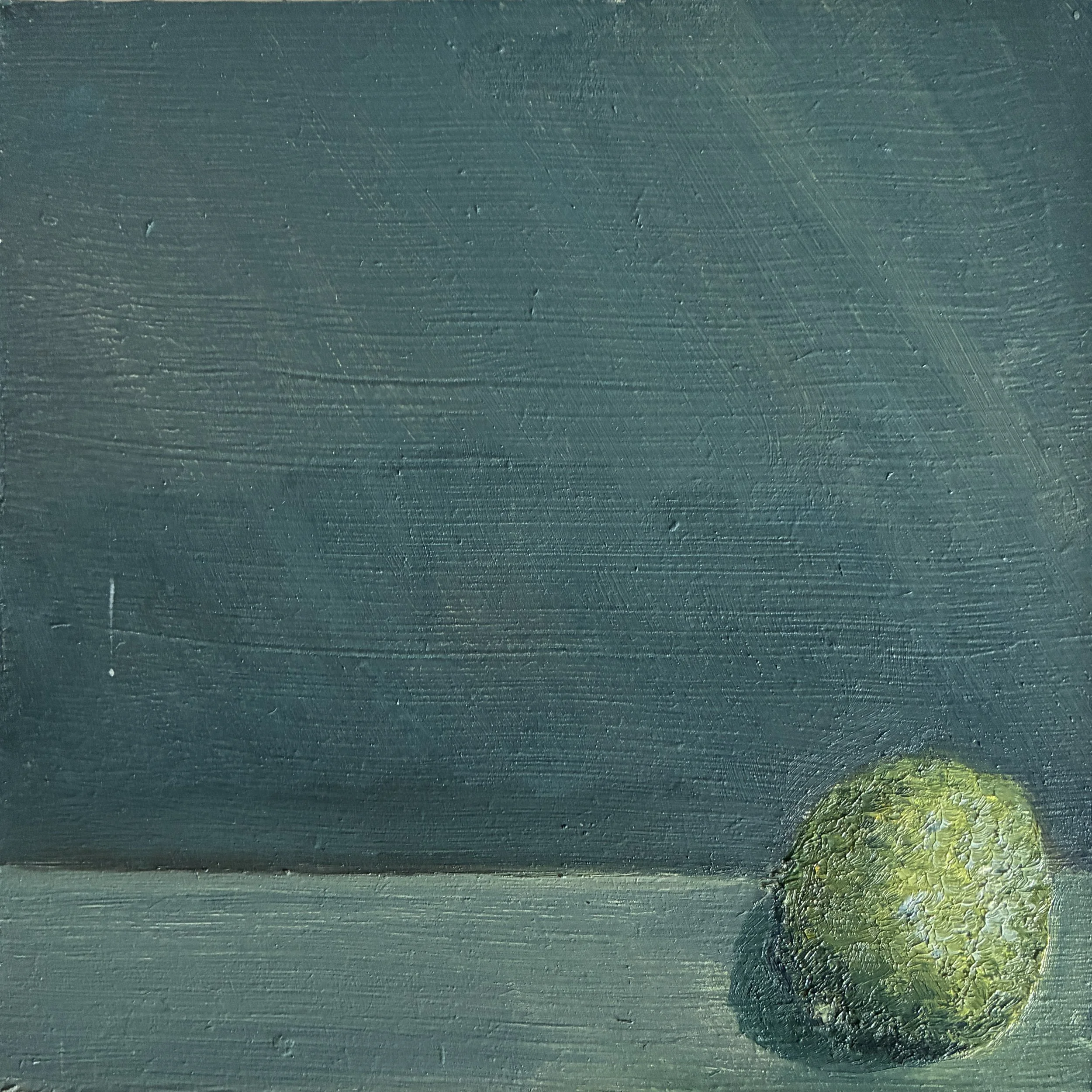 Single Lime, oil on gessoed board, 15 x 15 cm, 2024