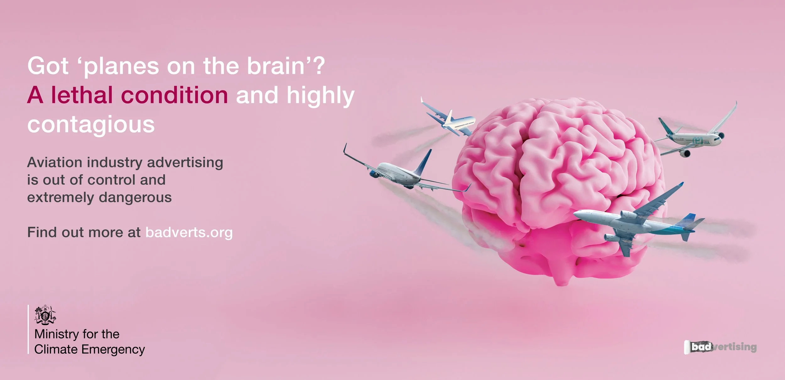Planes on the Brain: new Ministry for the Climate Emergency campaign on dangers of aviation ads