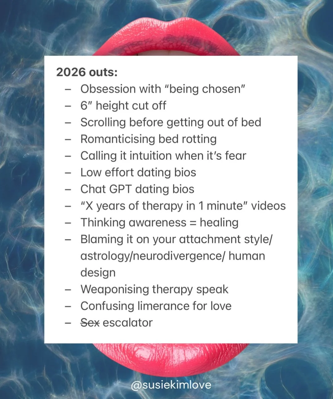 Romanticising bed rotting is out, body doubling is in 🔥

In dating, being stuck in fantasy while obsessing about &ldquo;being chosen&rdquo; - it&rsquo;s a no. 

Instead we&rsquo;re getting more intentional, pacing &amp; grounding, and seeing that ye