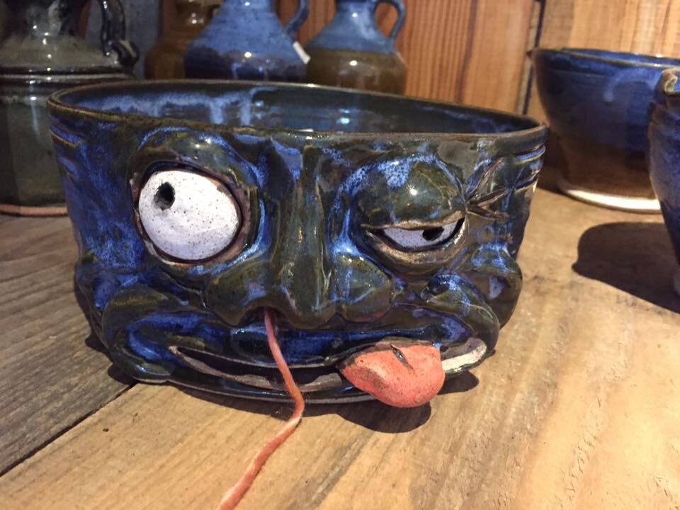 Blue' Ugly Face Yarn Bowl