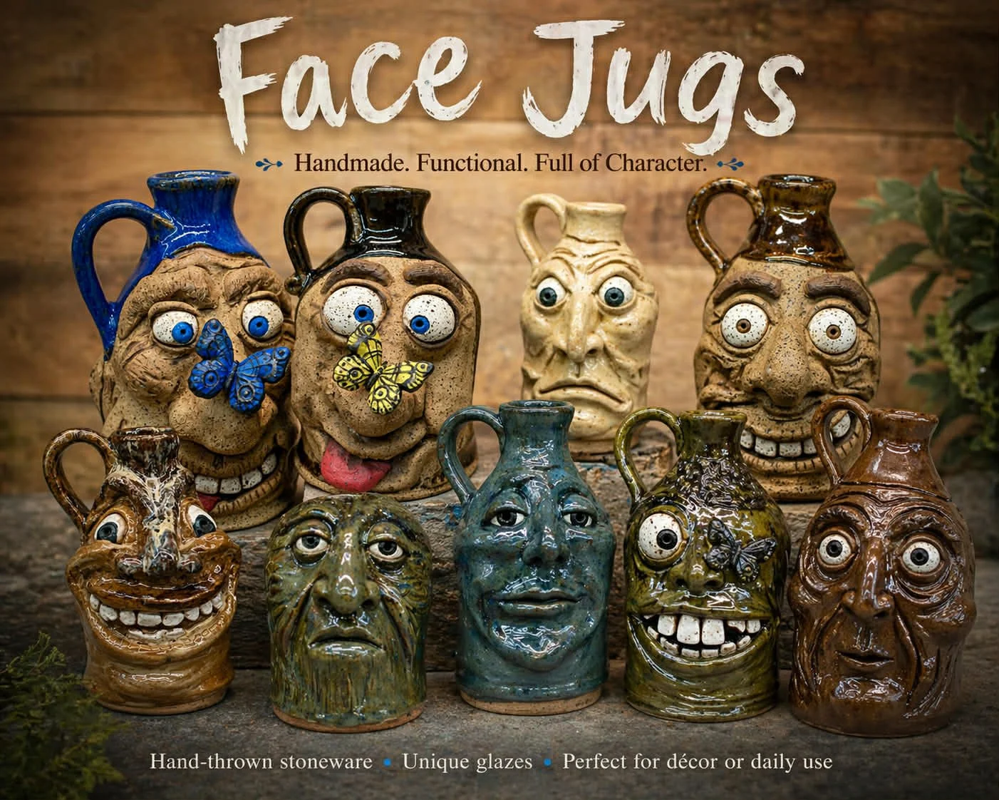 Ugly Face Jugs - these are what I love making!  I make them on occaision and toss them on to my ETSY page 