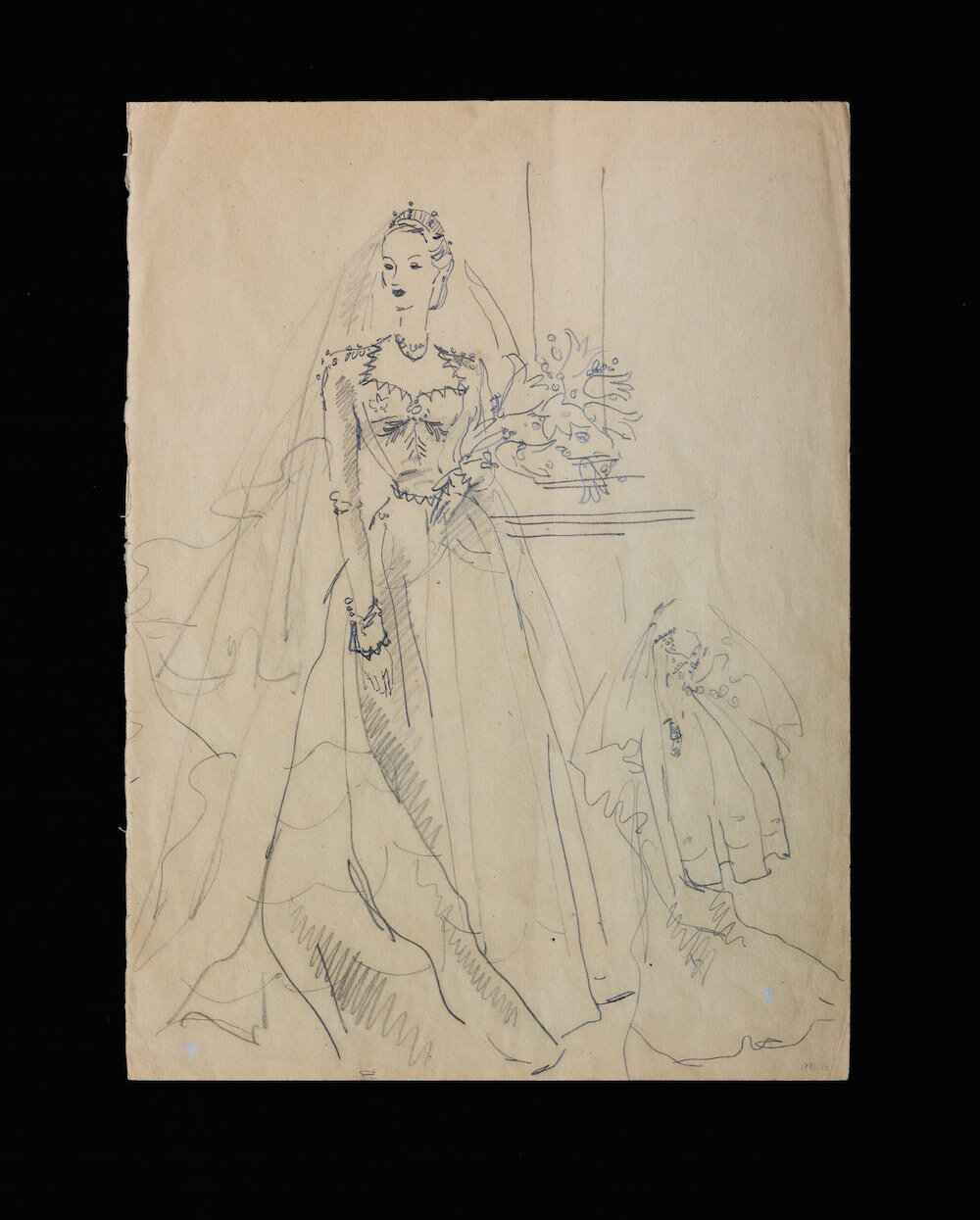 Norman Hartnell design sketch for the wedding dress of HM The Queen © Historic Royal Palaces - Hartnell.jpg
