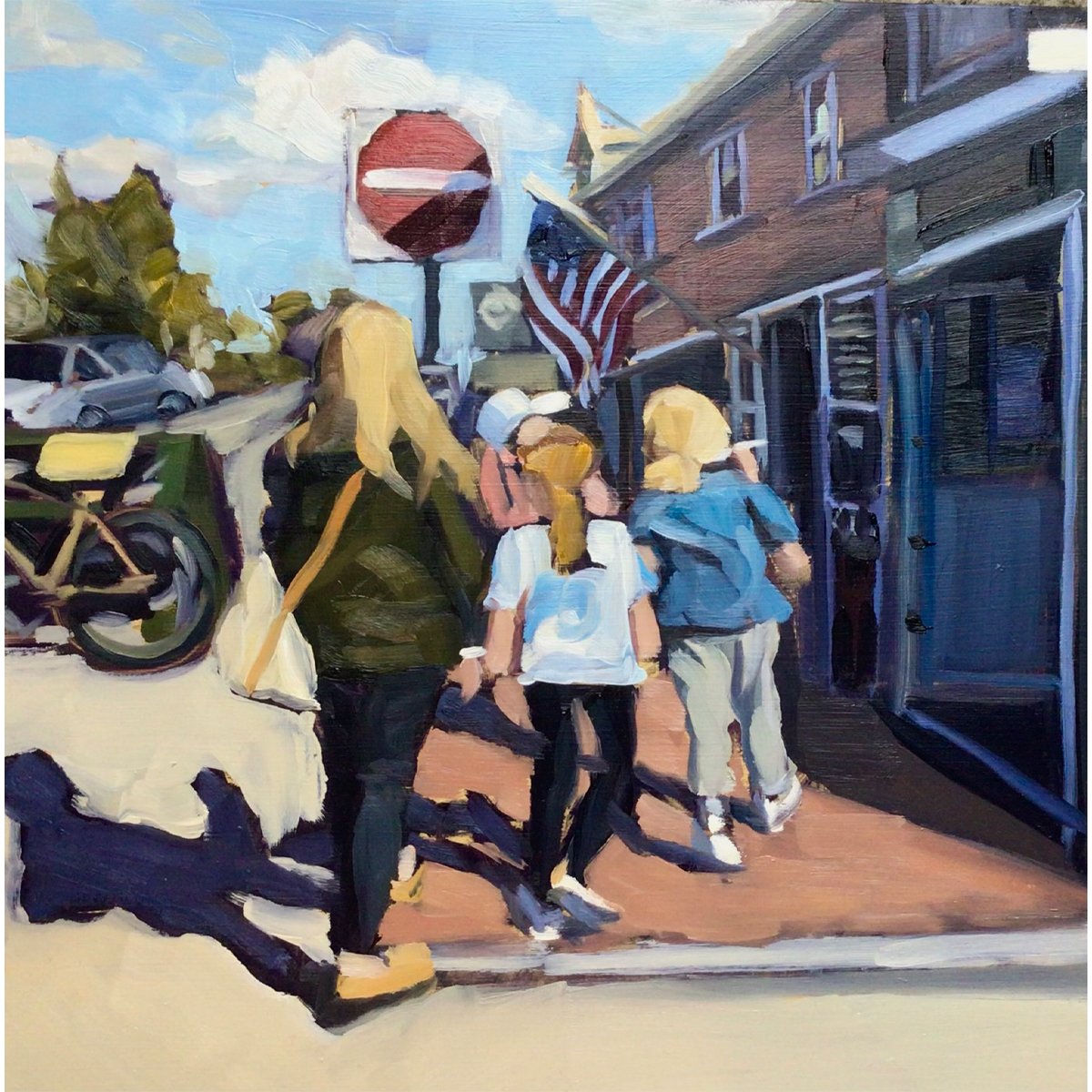 Walking Down the Strip - 10x10" - oil on panel
