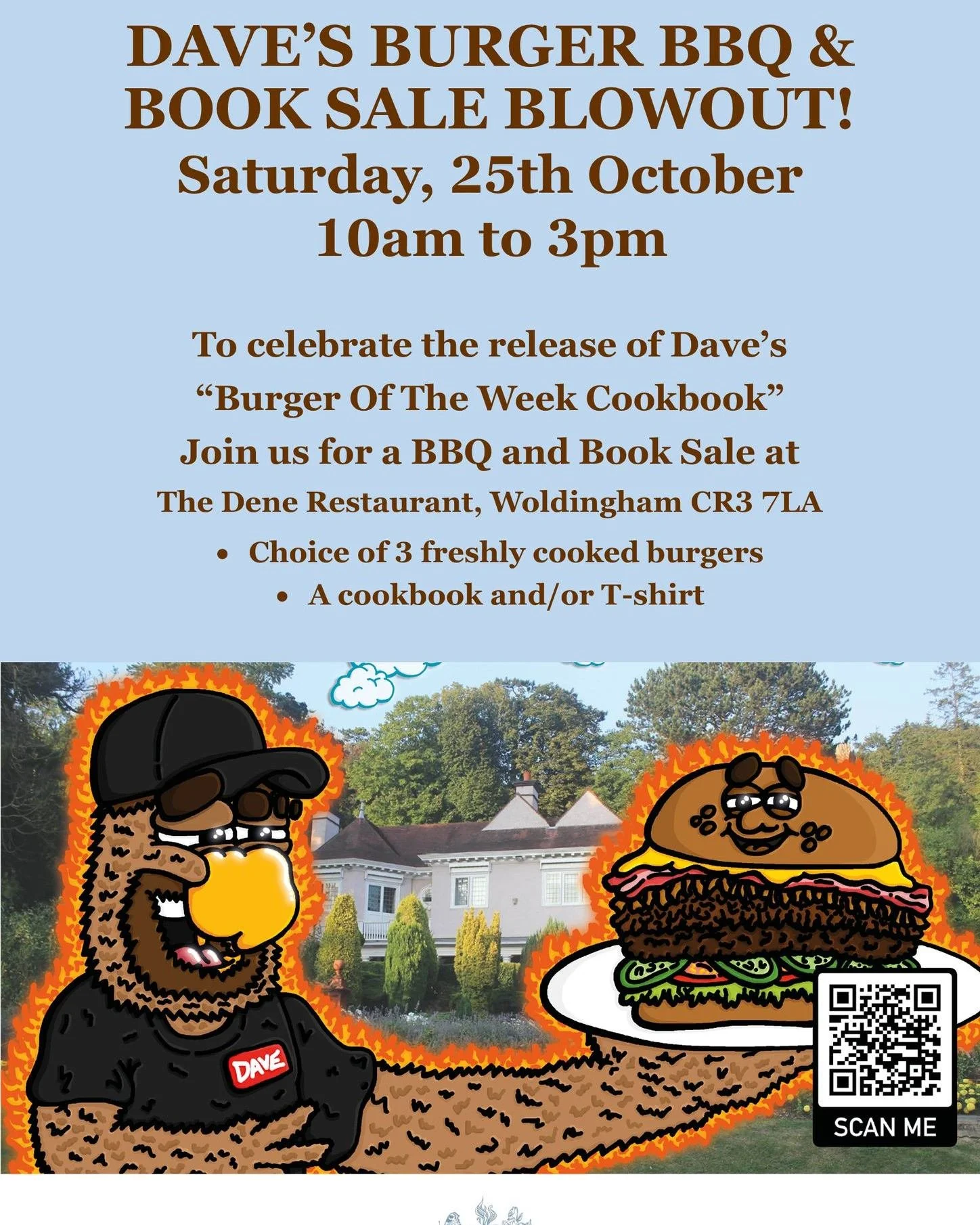 Today is the day at the Dene, Knights Garden Centre, Woldingham. 
Dave is serving up his delicious burgers from 10am to launch the sale of his new book &quot;Burger of the Week&quot;
#knightswoldingham #davesburgers #burgerblowout