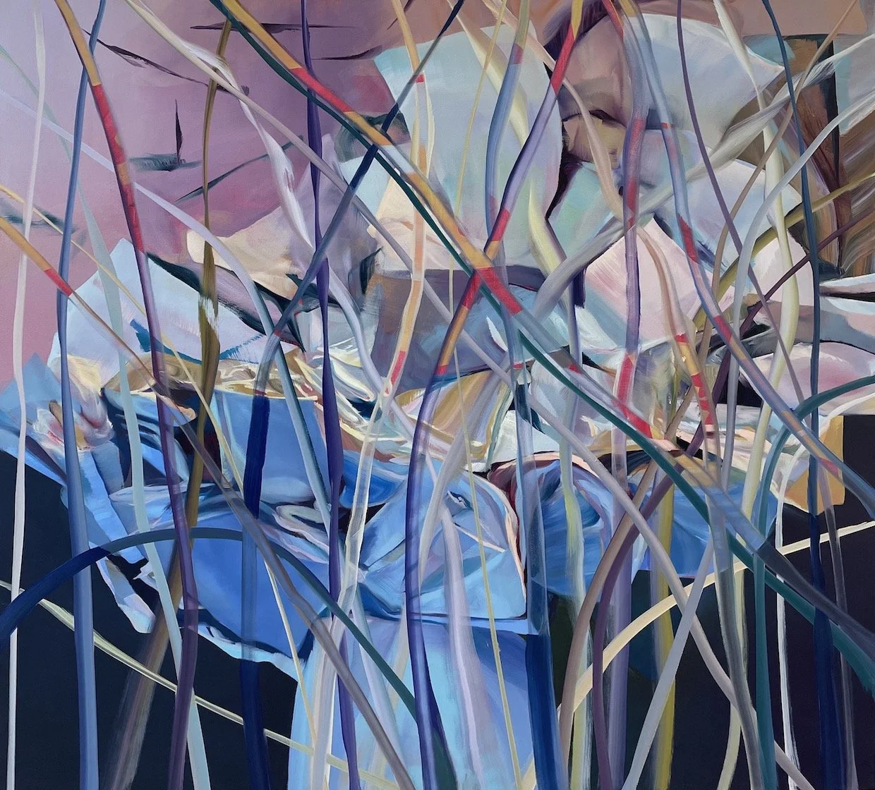 Slowly Weeding the Thoughts, oil on canvas, 66in x 72in, 2021