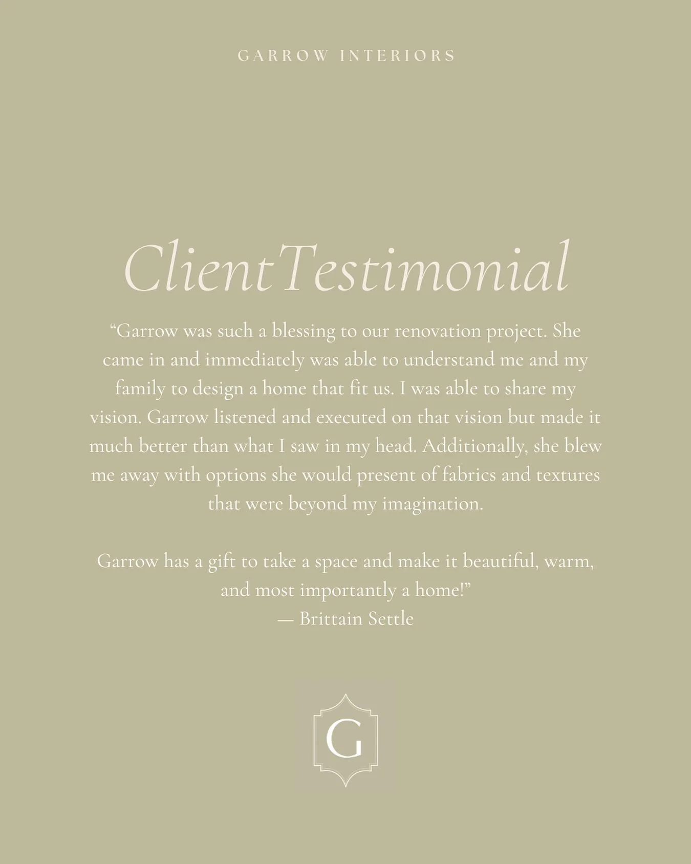 There&rsquo;s nothing more meaningful than hearing from clients after a project is complete. ✨

#GarrowInteriors #InteriorDesign #NashvilleInteriors #Testimonial