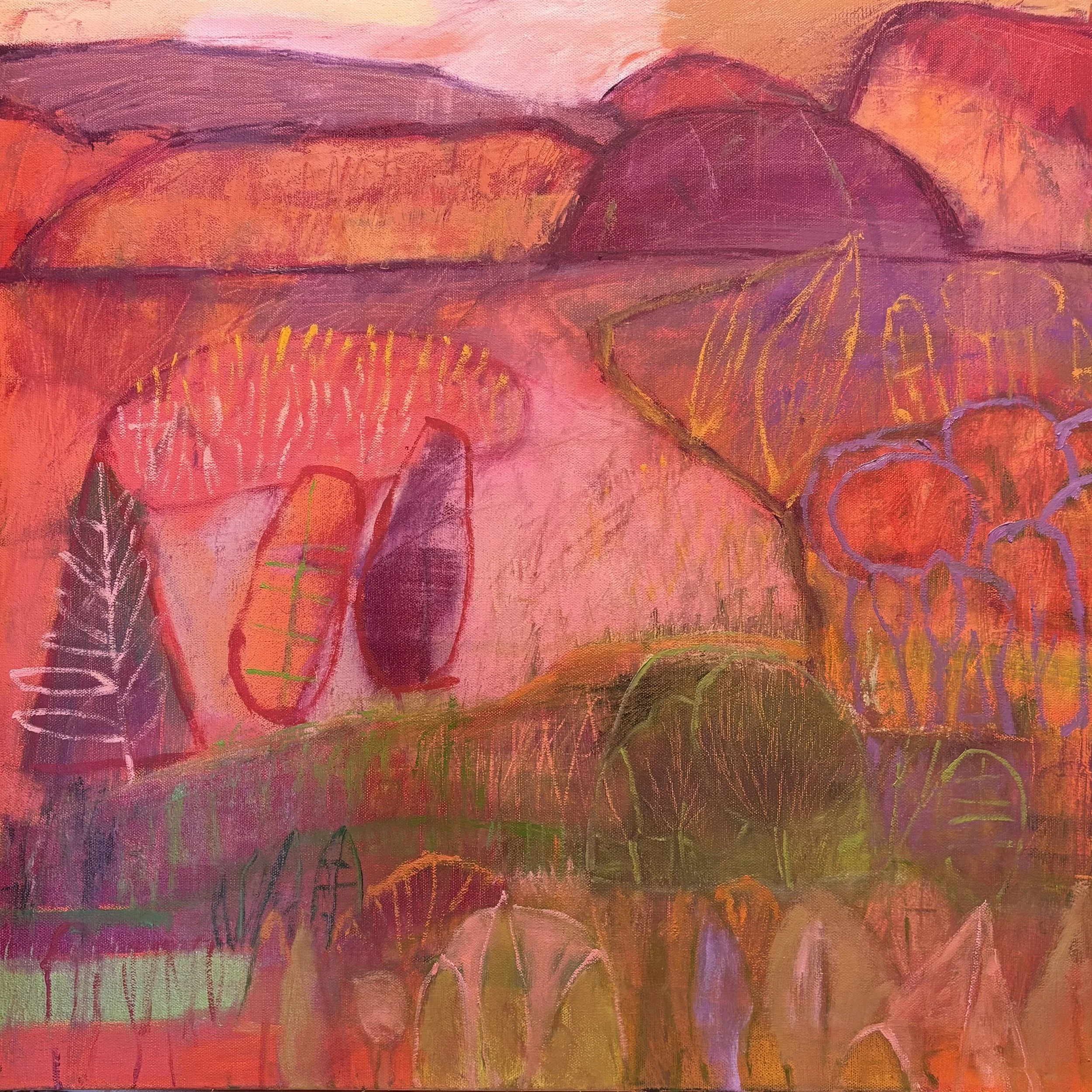 Grassy Island on Pink Pond / 24” sq.