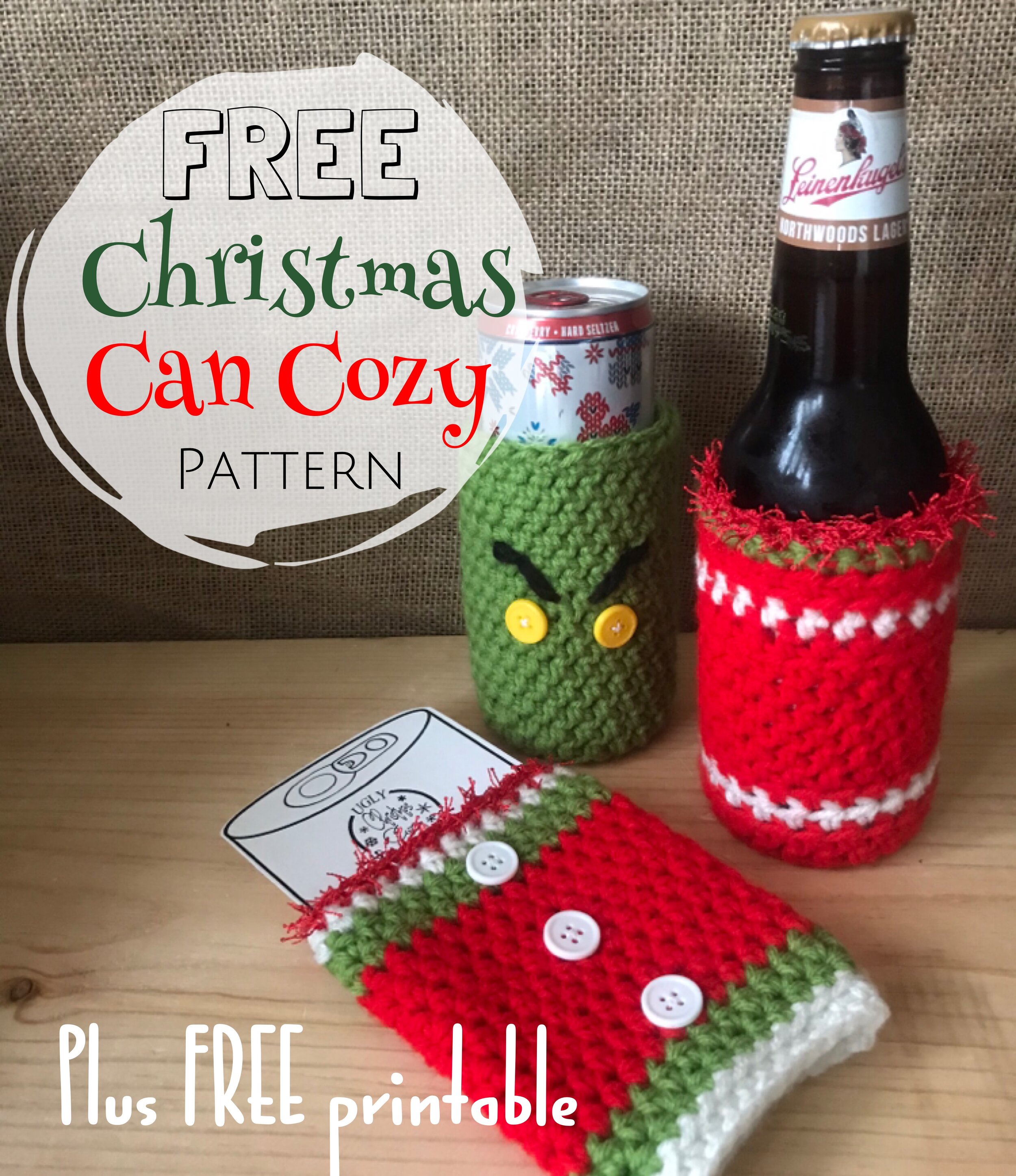 Ugly Christmas Sweater &amp; Grinch Can Cozy Template
