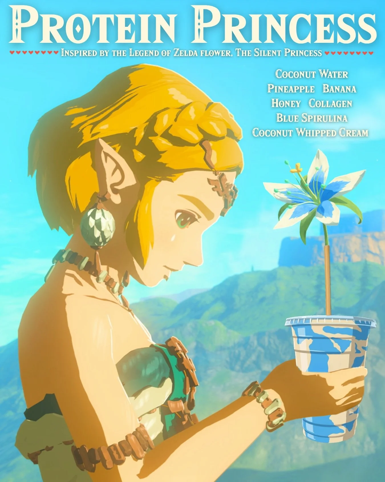 Protein Princess is this month&rsquo;s Blossom Bar featured item!

Our featured Protein Princess smoothie is a magical blend of coconut water, pineapple, banana, honey, collagen, and blue spirulina. Inspired by Silent Princess Flower from The Legend 