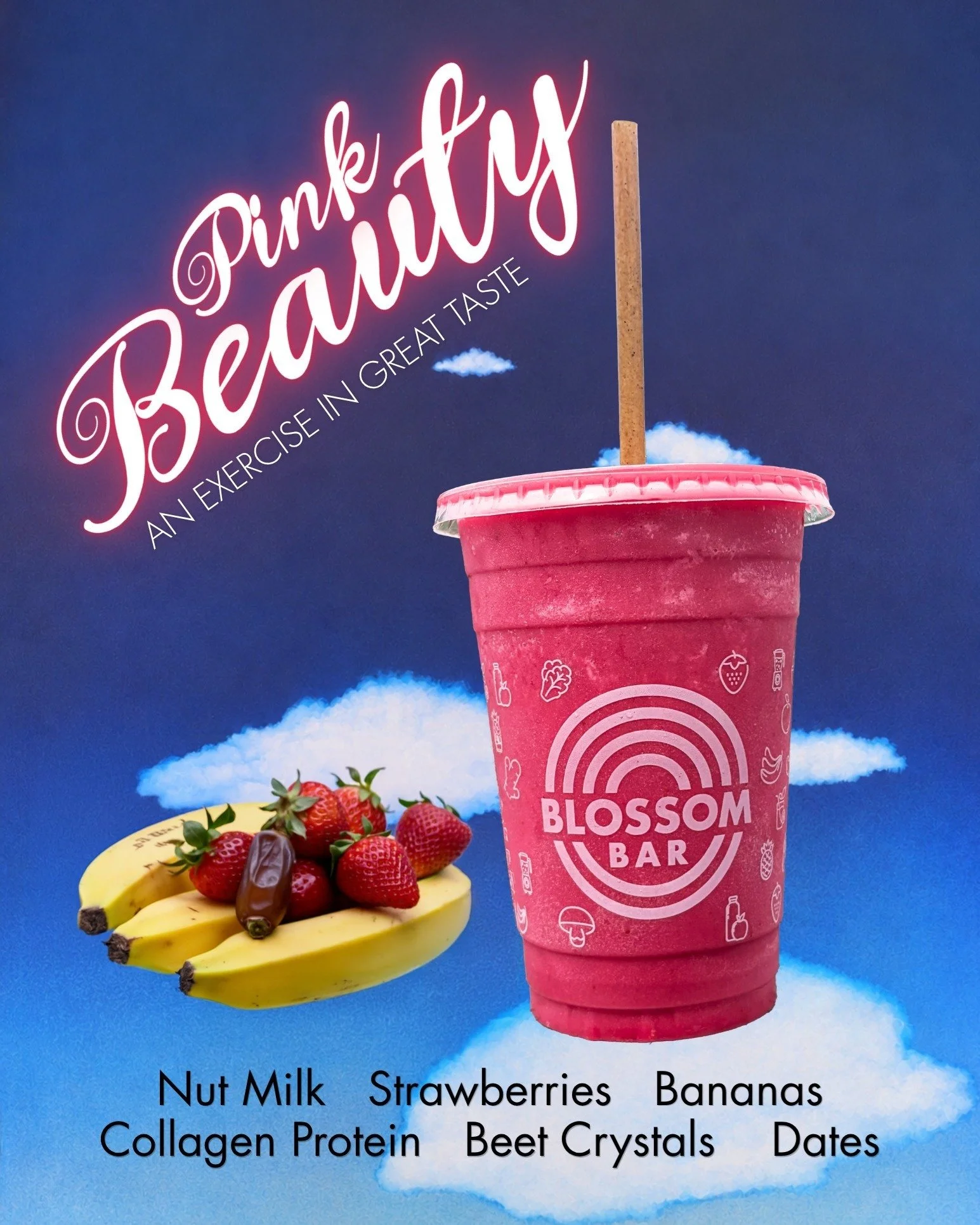 Everything&rsquo;s better in pink 🦩

The Pink Beauty is a delicious way to fuel your day. Made with banana, strawberries, beet crystal, collagen protein, dates, and our house-made nut milk, this smoothie brings together natural sweetness with ingred