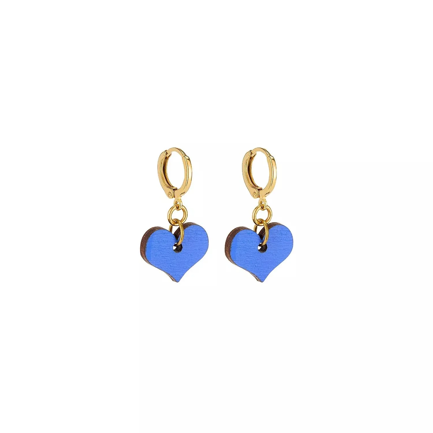 New Mini Heart Hoop Earrings in Cobalt Blue (Jade Reverse) Wood (+ colours)