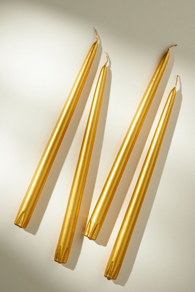 Anthropologie - Metallic Taper Candles, Set of 2