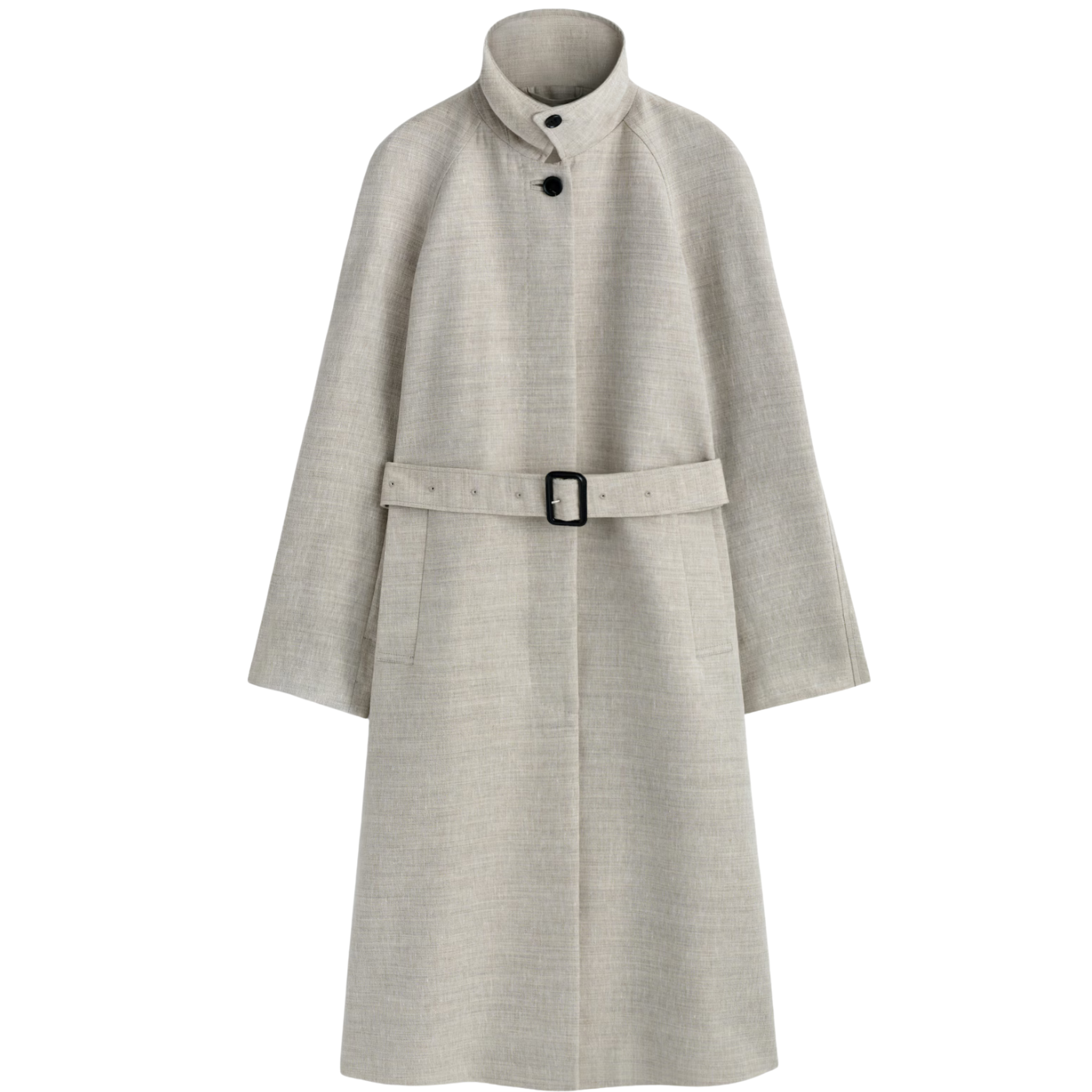 COS — Linen Wool Long Trench Coat The coat left open. Structure without rigidity. €249 · $399         