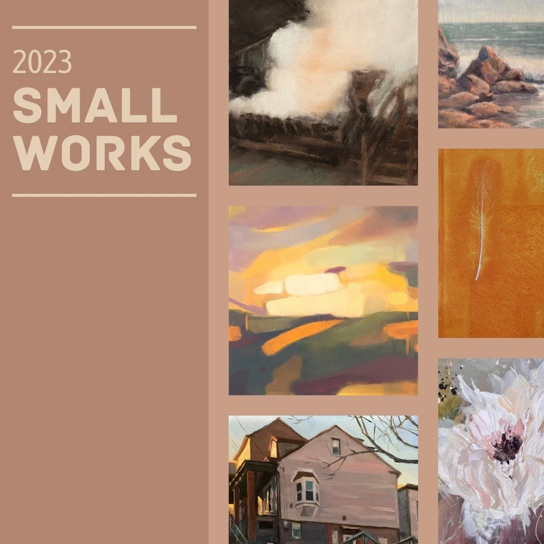 I'm looking forward to this opening night! I have six small works, newly framed, and ready to go up on the gallery walls. If you know my work, you could guess that creating smaller paintings was a challenge for me!