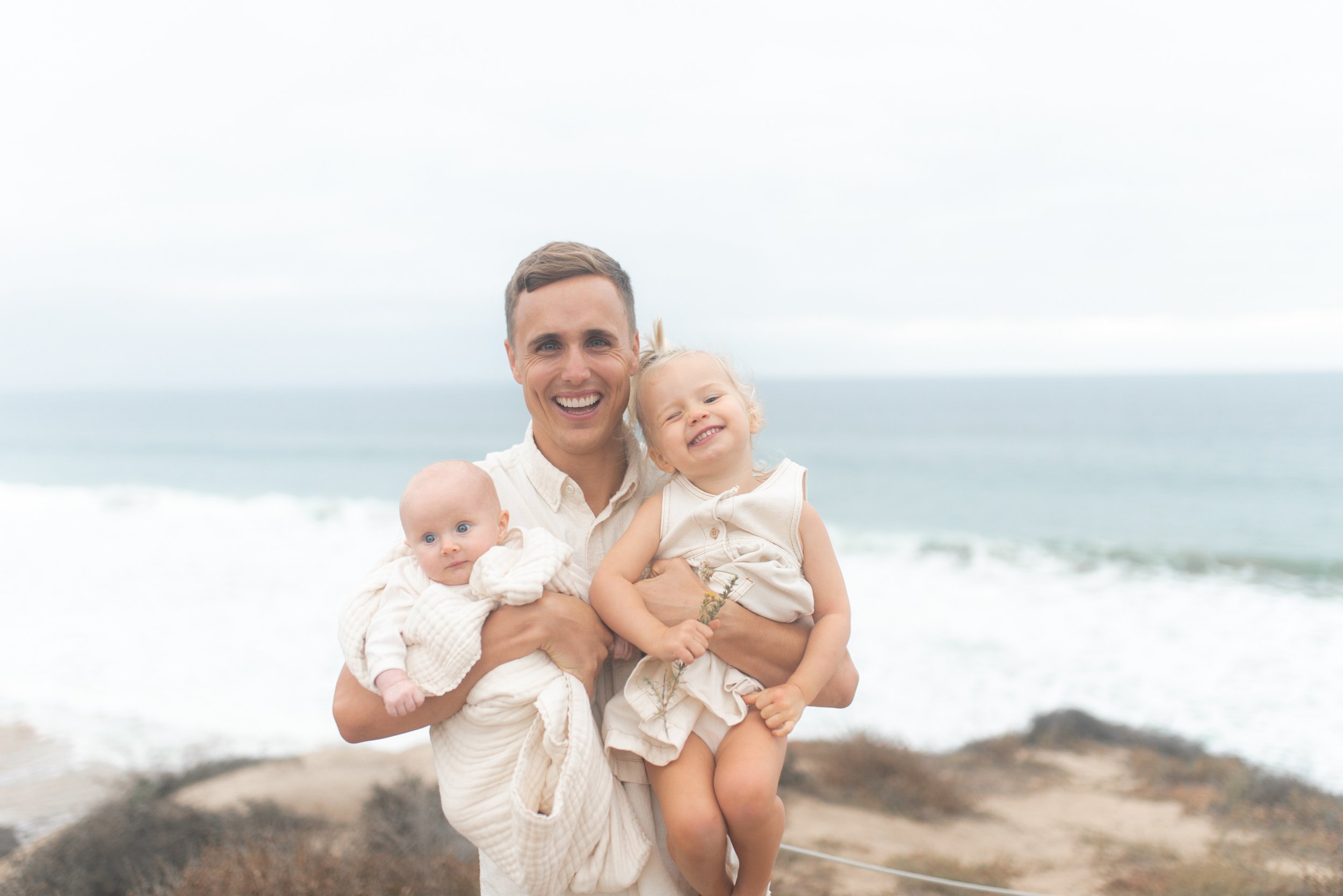beach family photos with toddler and baby; cream dress; beach path; OC Family Photographer; Crystal Cove; L E F Photo-5164.jpg
