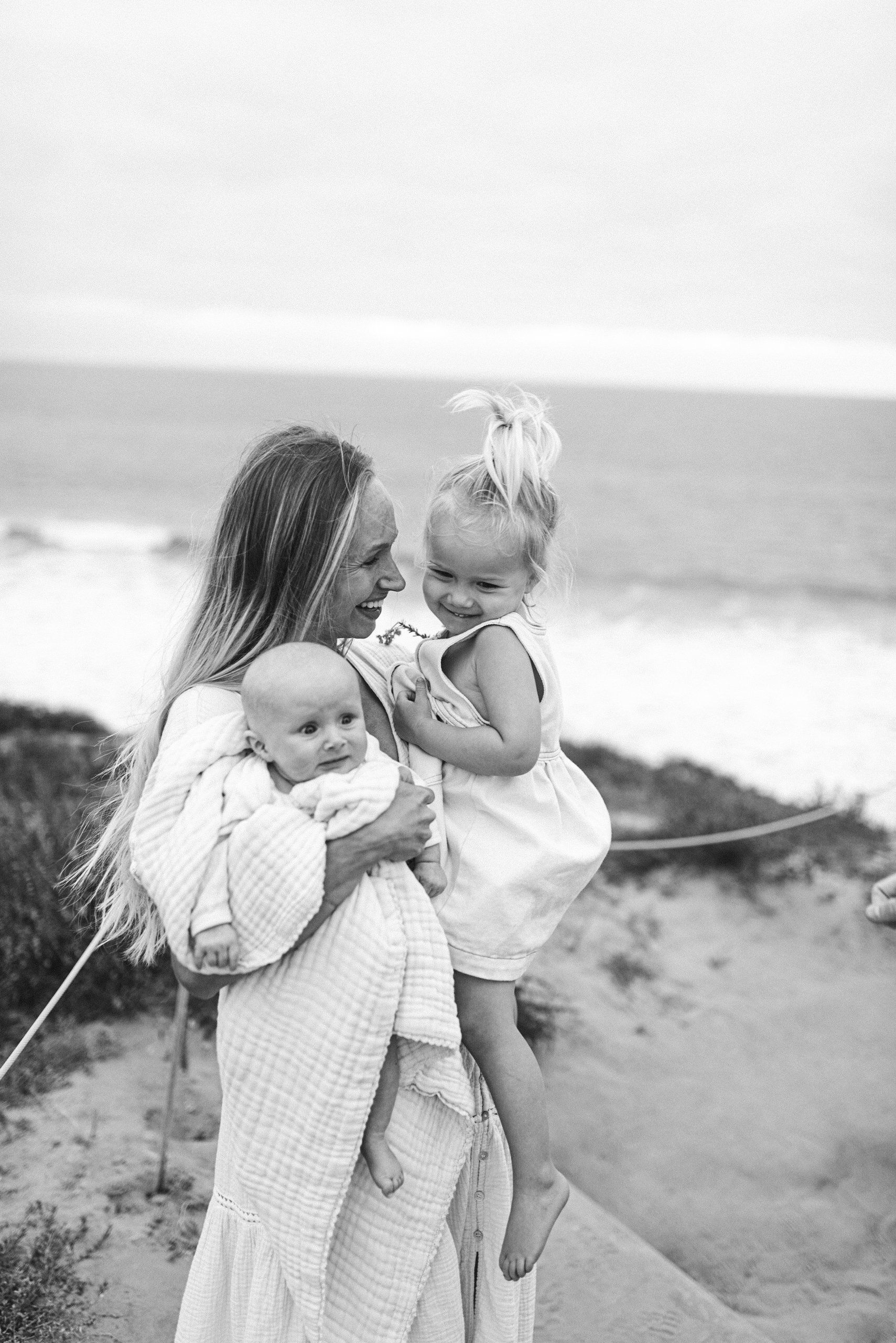 beach family photos with toddler and baby; cream dress; beach path; OC Family Photographer; Crystal Cove; L E F Photo-5208.jpg
