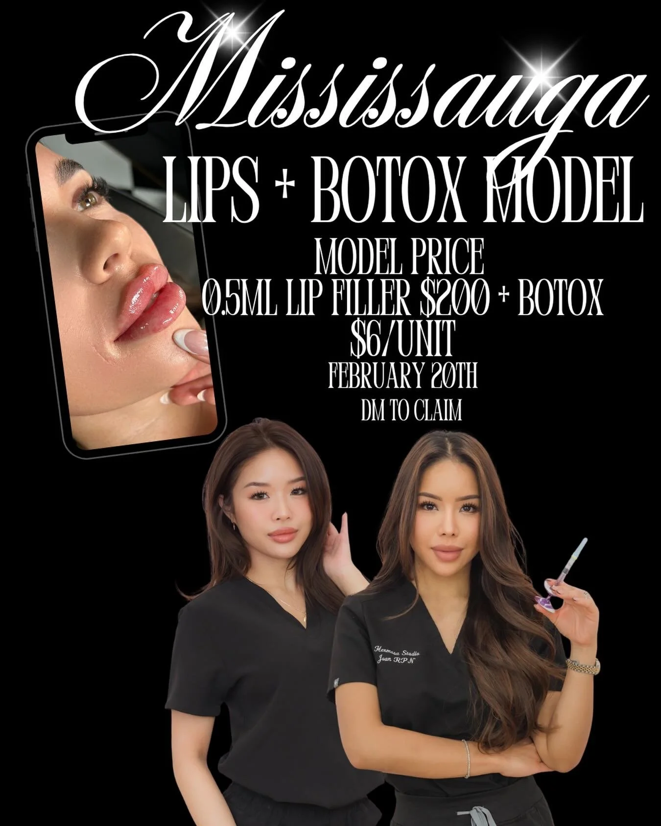 💋✨ MODEL SPOT ALERT ✨💋

LIP FILLER AND BOTOX MODEL
📍 Mississauga
📅 February 20th
Lips: $200/half syringe + Botox: $6/unit

Injected by @injectorjojo 💉✨
Trained by @injectorjoan 💉✨

Must be comfortable on camera and consent to photos and videos 