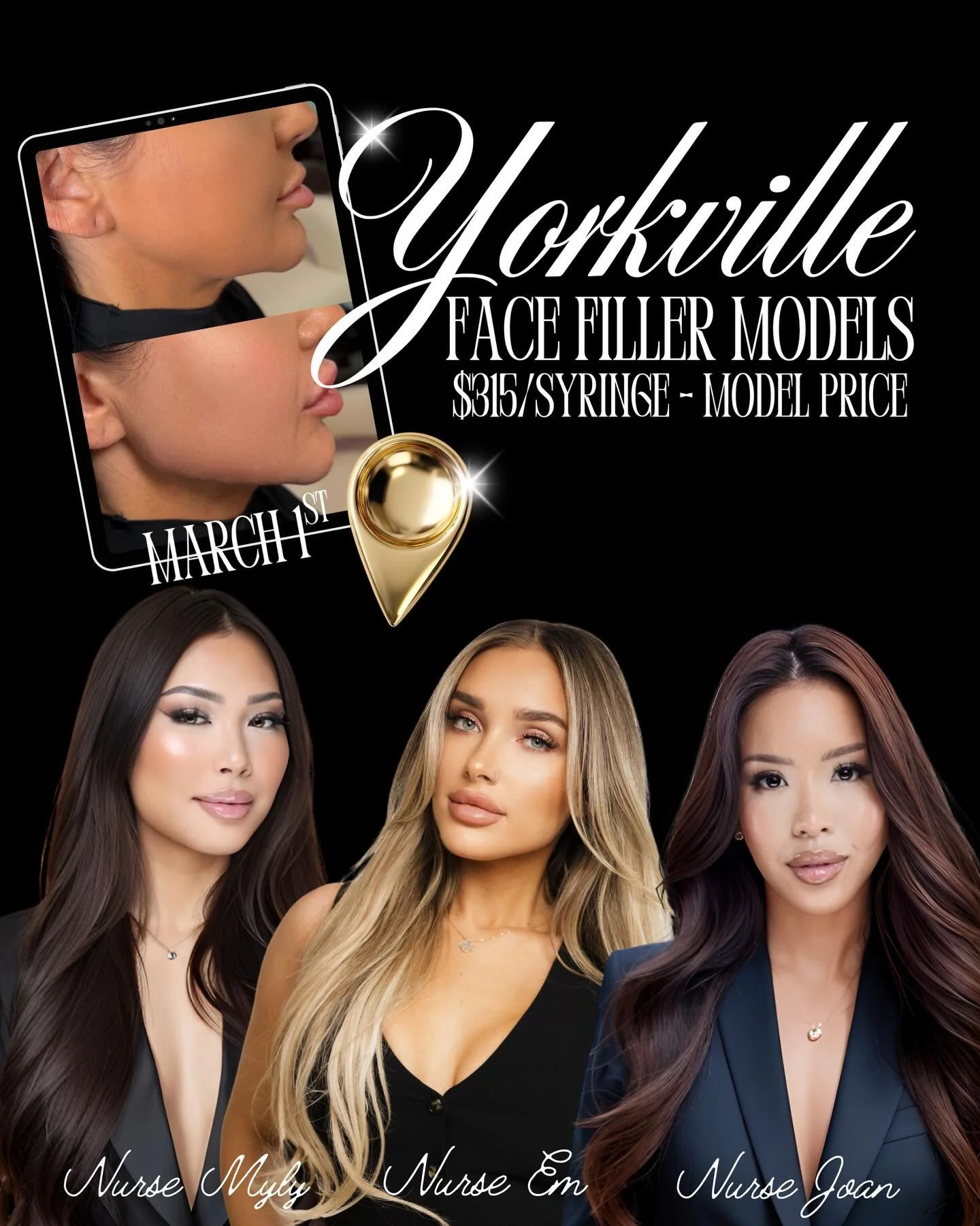 MODEL SPOT ALERT 💉✨

We&rsquo;re looking for 5 FULL FACE models 🤍👑

📍 Location: Yorkville 📅 Date: Sunday, March 1st ✨ Price: $315 per syringe

Treatment will be injected by @injectorjoan &amp; @injectormyly 💋✨ 

Trained by @nurseem ✨

Must be c