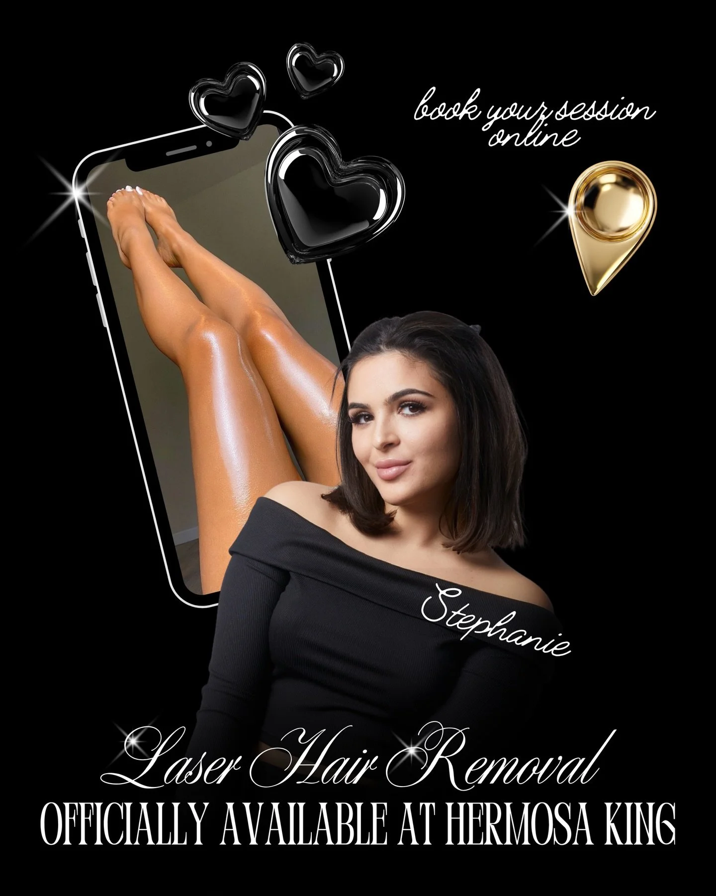 WE ARE BEYOND EXCITED TO ANNOUNCE THAT WE ARE ADDING LASER HAIR REMOVAL TO THE KING MENU👀⭐️

Meet Stephanie our laser hair removal specialist 💛
@hermosa.laser 

PRICES &amp; PACKAGES LISTED ON @hermosa.laser 

Located at our King City location✨

Me