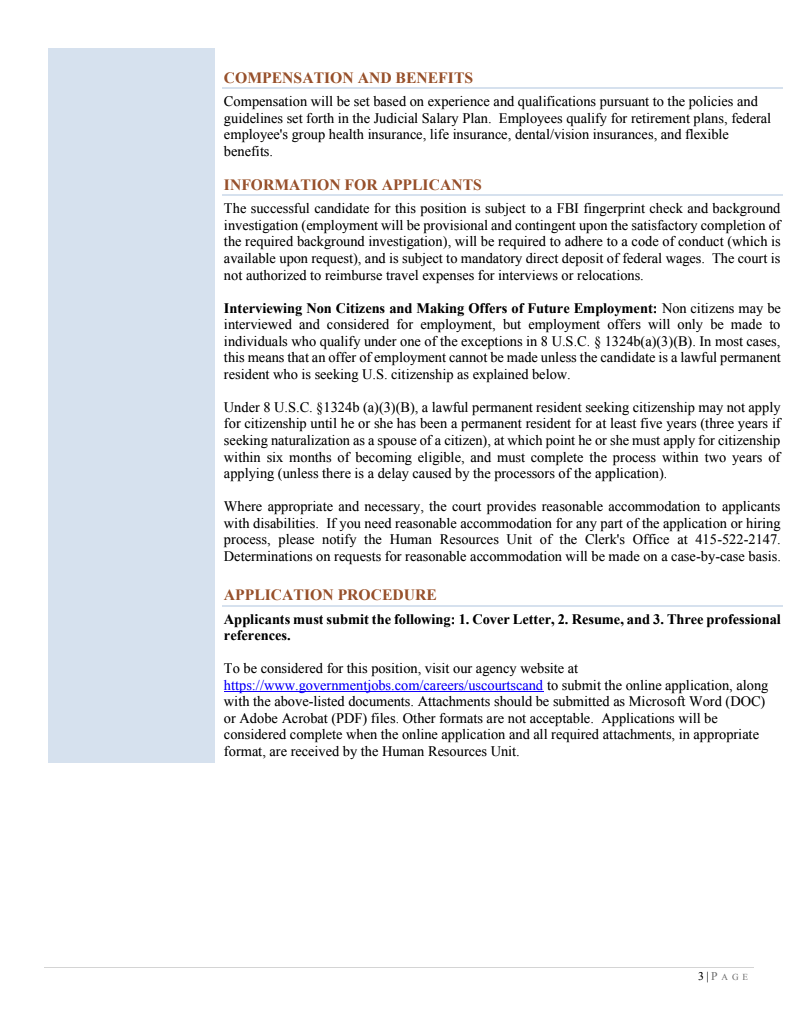 United States District Court Northern District of California | Chief Deputy  of Administration — FBANC