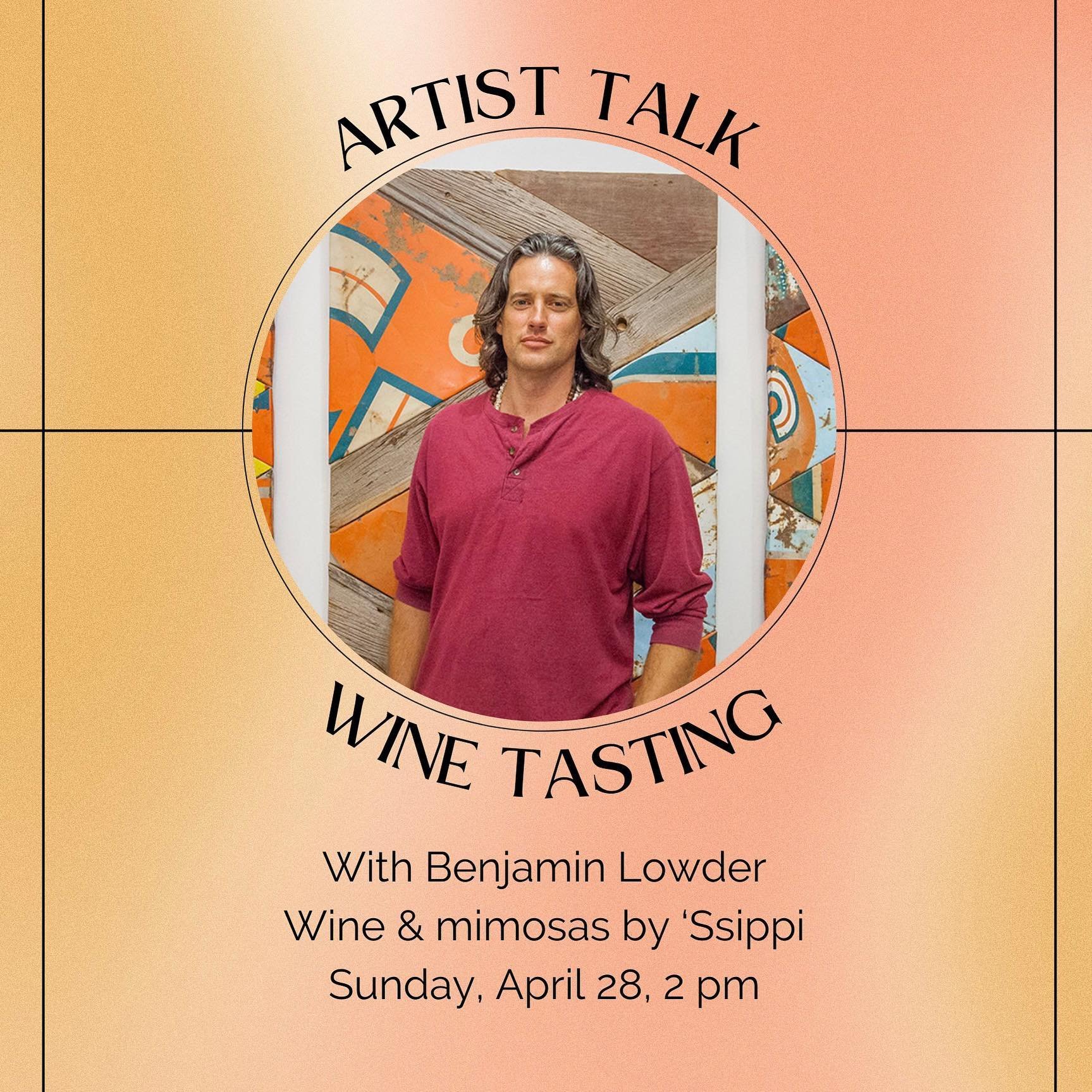 Tomorrow at 2 PM! Don&rsquo;t miss Benjamin Lowder&rsquo;s artist talk, with wine and mimosas by @ssippi_stl ! Be sure to head next door to &lsquo;Ssippi afterwards to continue the fun. See you all then! #untitledfineart #artisttalk #winetasting #stl