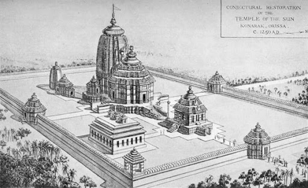 Conjectural Reconstruction of Konark Temple by Percy Brown (from the %22Indian Architecture%22 by Percy Brown, 1942).jpg