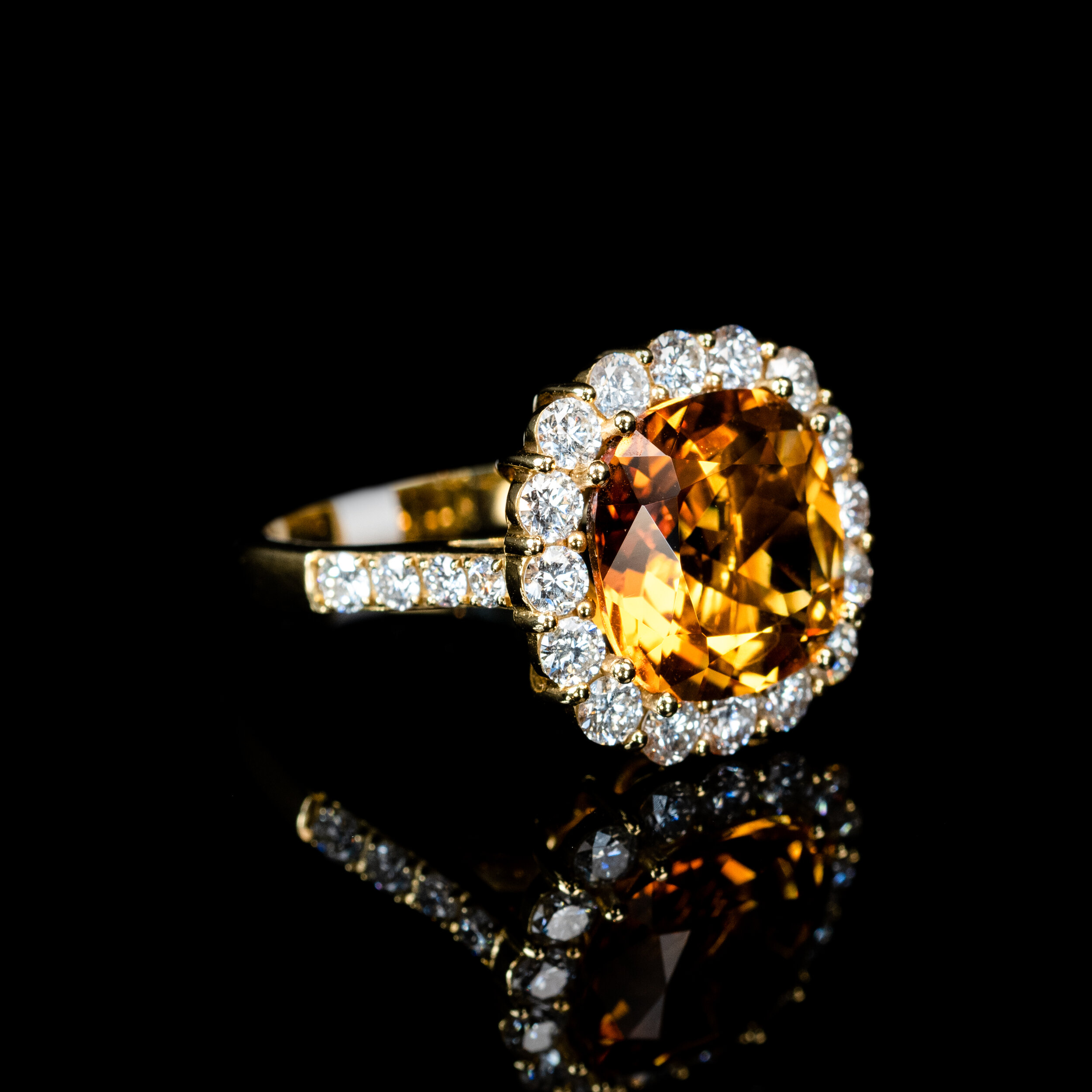 Citrine and Diamond Cluster Ring