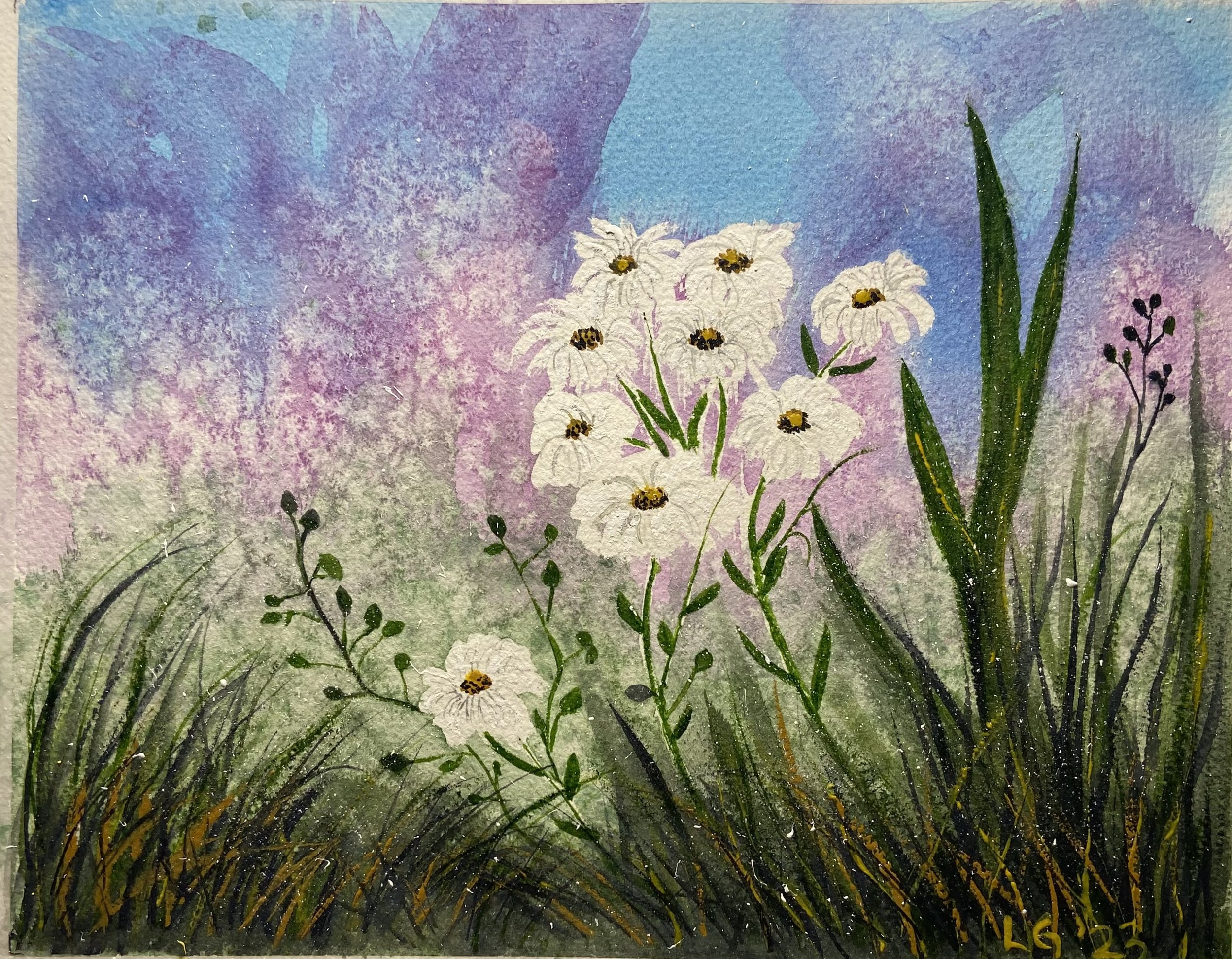 SOLD-Here's Your Daisy
9 x 12 Watercolor with Salt effect on Cold Press Paper
Mounted on card stock
20.00