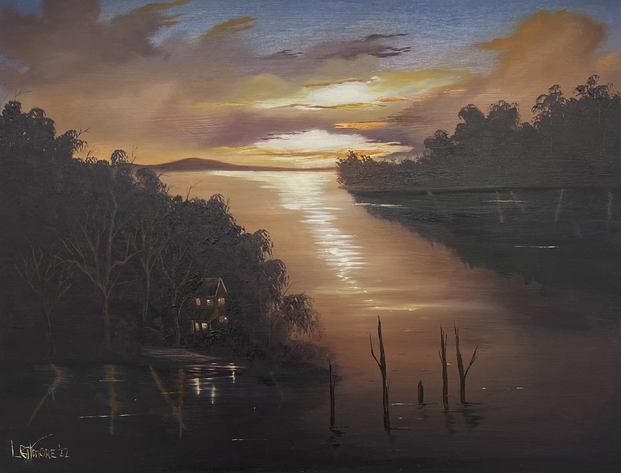 SOLD-Moody Water
14 x 18 Oil on Gesso Board
75.00
Reproductions available upon request