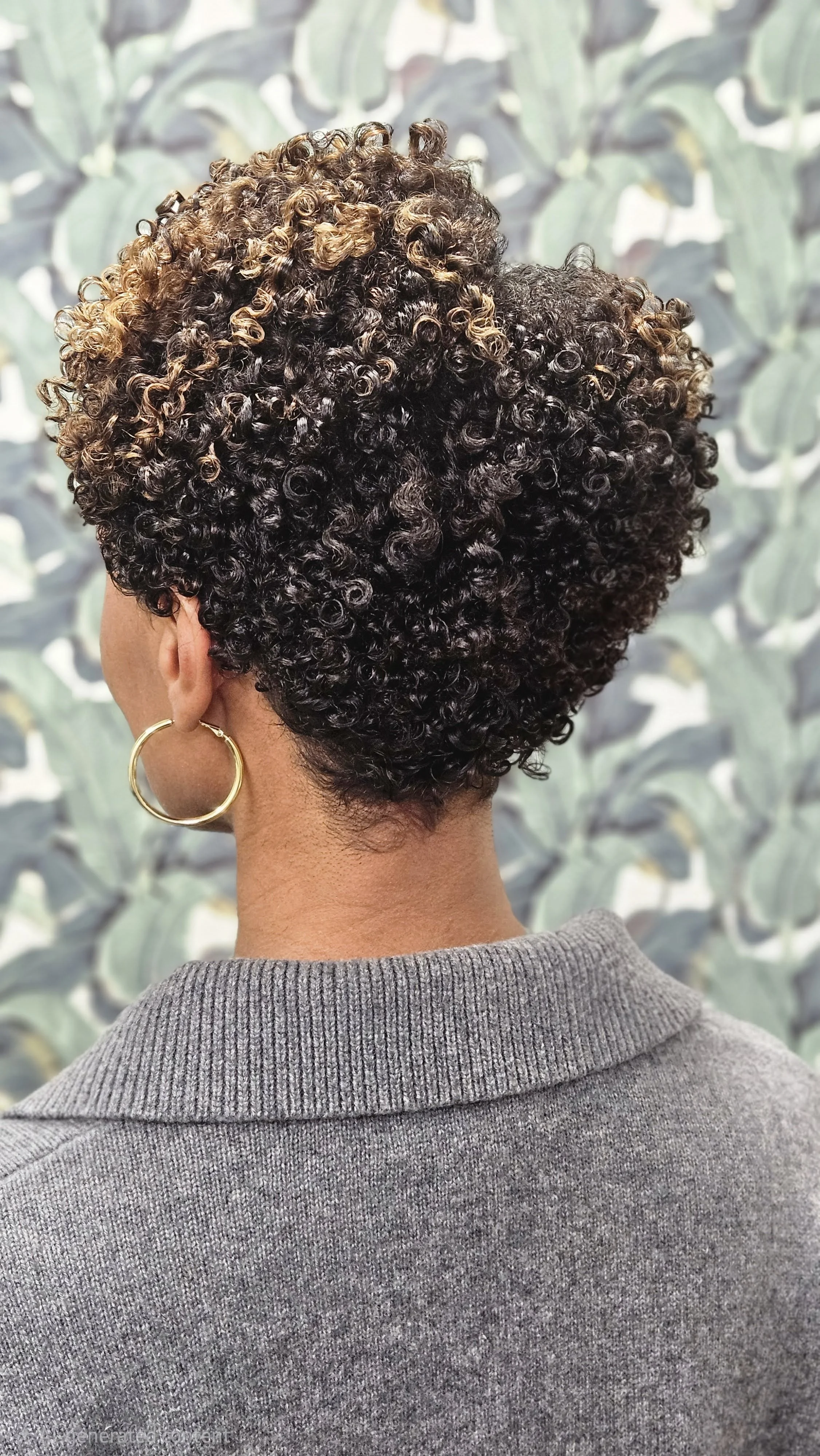 Short curly pixie cut on Black woman at Querisma Beauty Studio Dallas