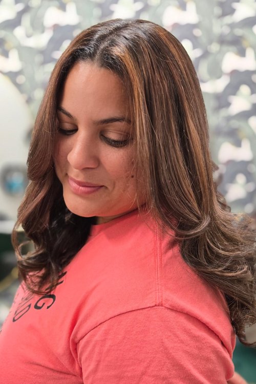 Silk press result on natural hair at Querisma Beauty Studio Dallas