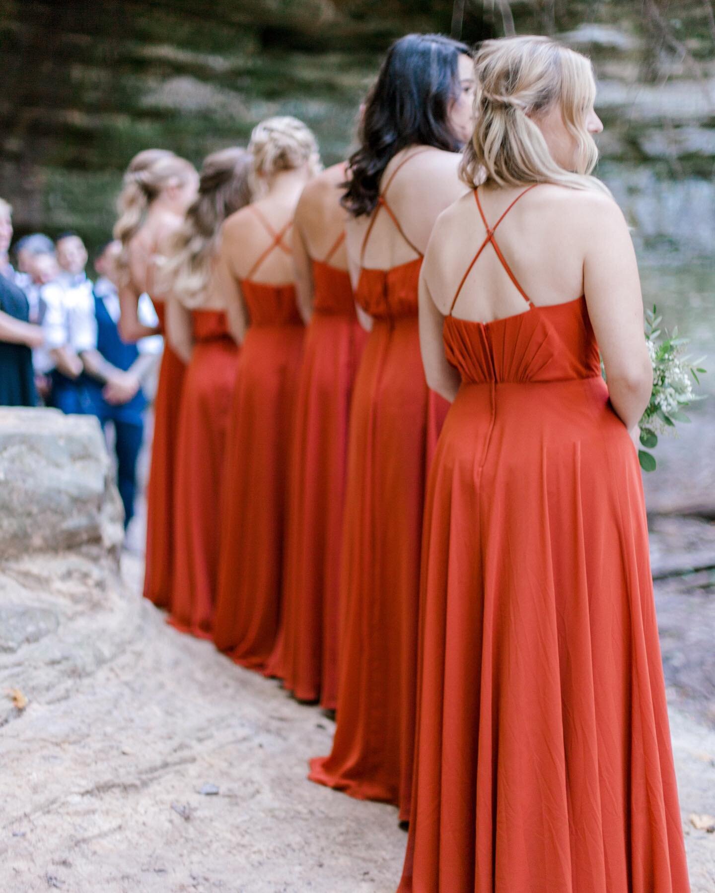 A fun advantage to an elopement in a state park? Getting cool vantage points of everyone involved in the ceremony. This was moments before Tera and her dad walked up to the alter. Also these dresses got quite the stream of compliments from fellow hik