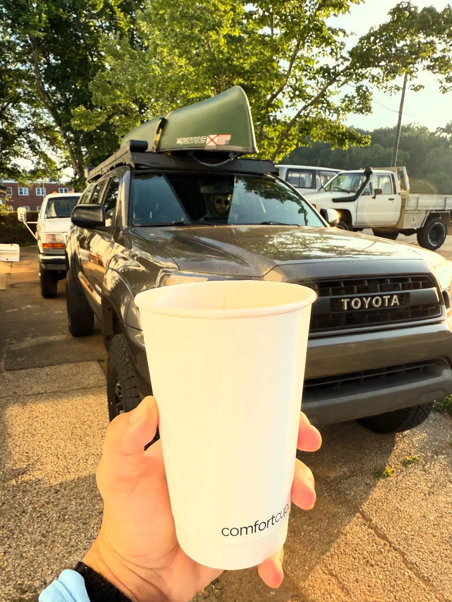 Fueling up before the road unwinds.
☕ Coffee in hand, canoe on the roof, and the promise of a slow morning adventure ahead.

What does a perfect Saturday look like for y&rsquo;all? 

#southerngirlcoffeecompany  #AdventureFuel #morning #CoffeeAndCanoe