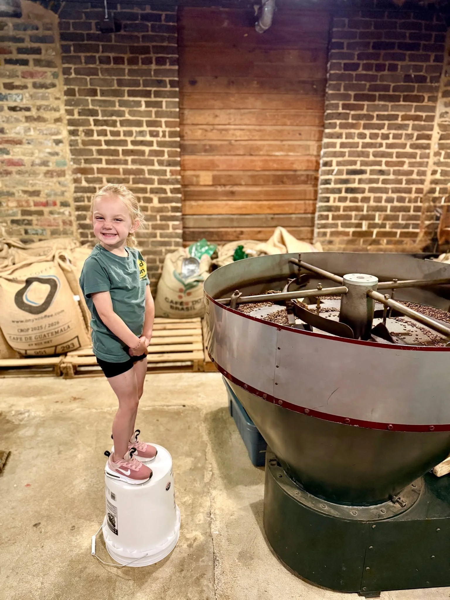 Guest roaster in the house today! 
Our girl is taking over the roaster&hellip; and honestly, she might be better at this than us already 🤍🔥

#southerngirlcoffeecompany #babybarista #futureroaster