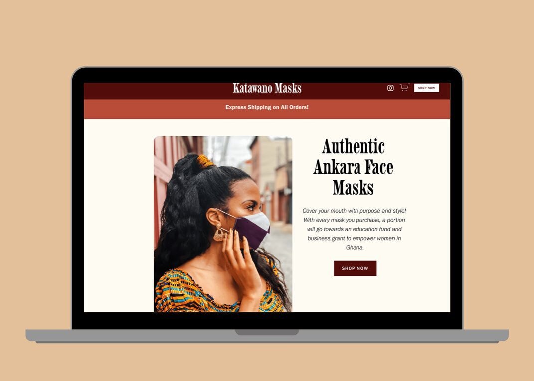 Website design and e-commerce styling for Ankara face mask company