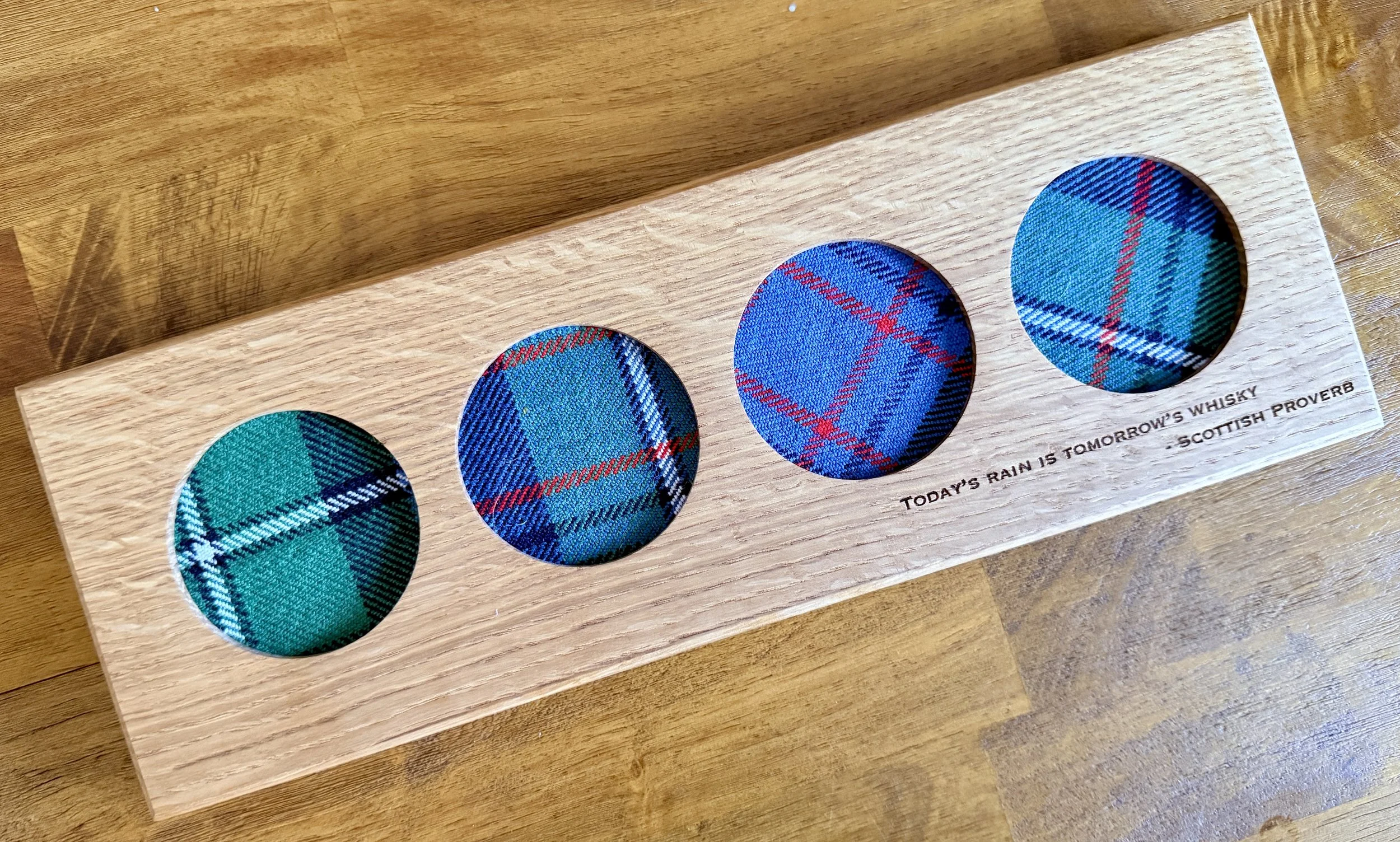 Whisk(e)y Tasting Tray - White Oak with Ferguson Ancient Tartan