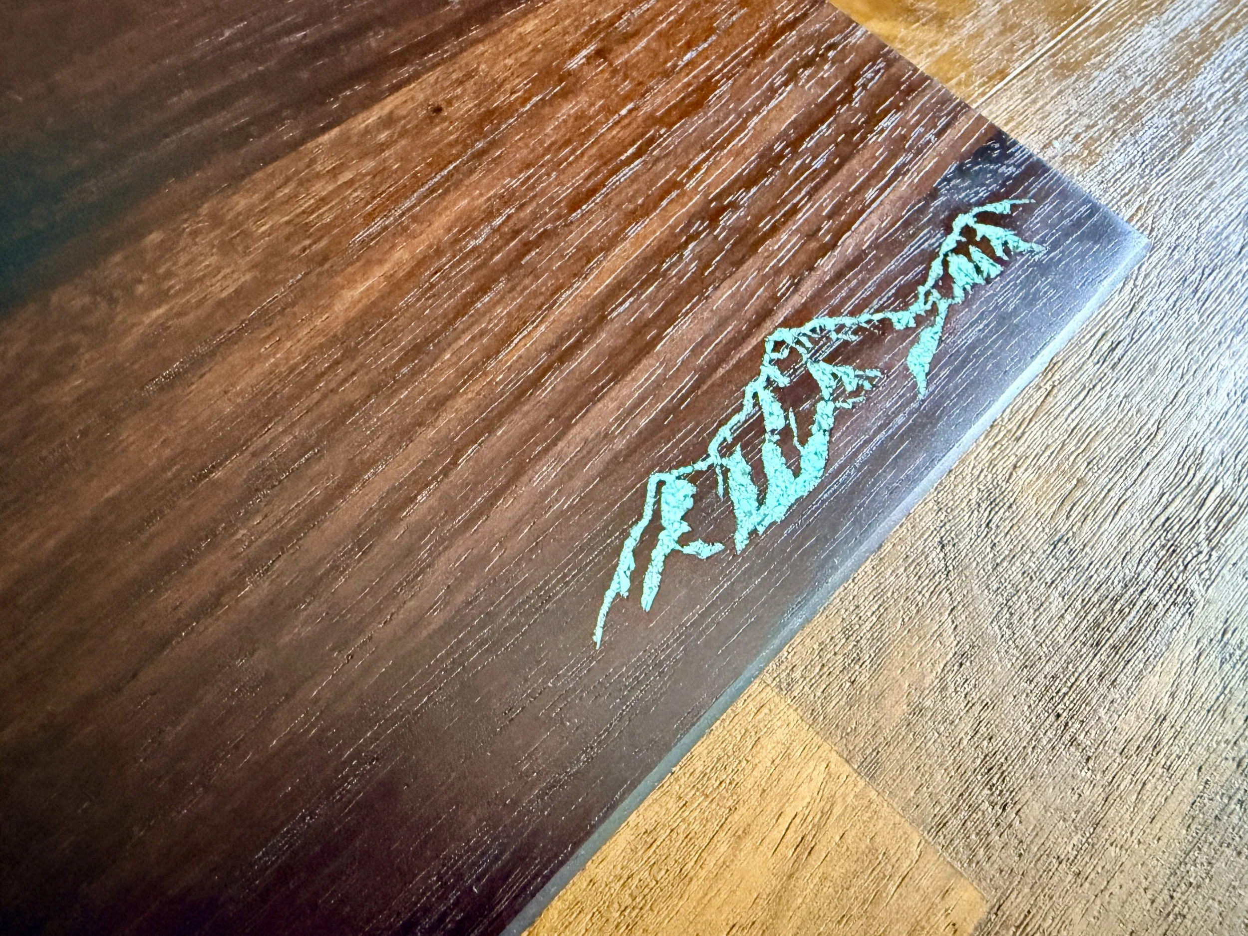 Handmade Cheese Platter - Peruvian Walnut with Crushed Turquoise Inlay of Mount Washington