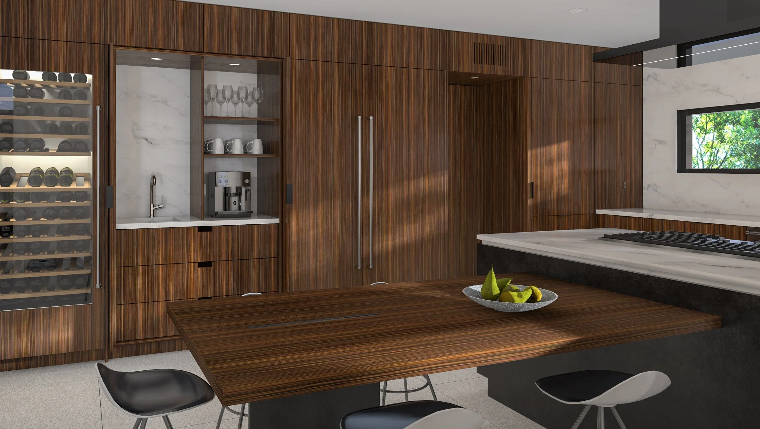 Zebra wood modern kitchen cabinets