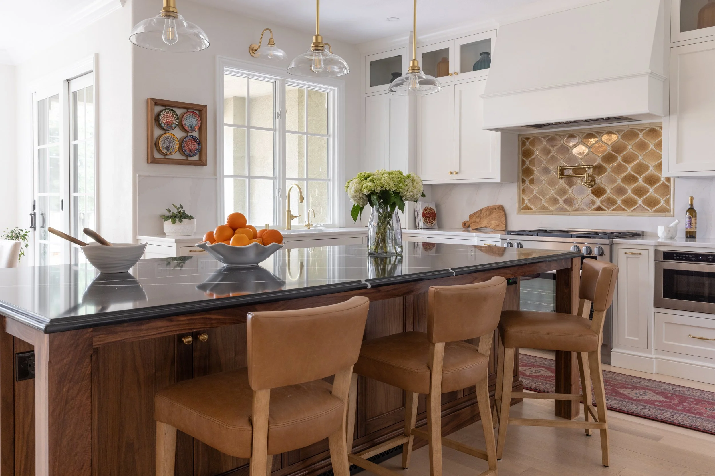 French Country Estate full-house remodel with custom walnut kitchen cabinets by Studioayse