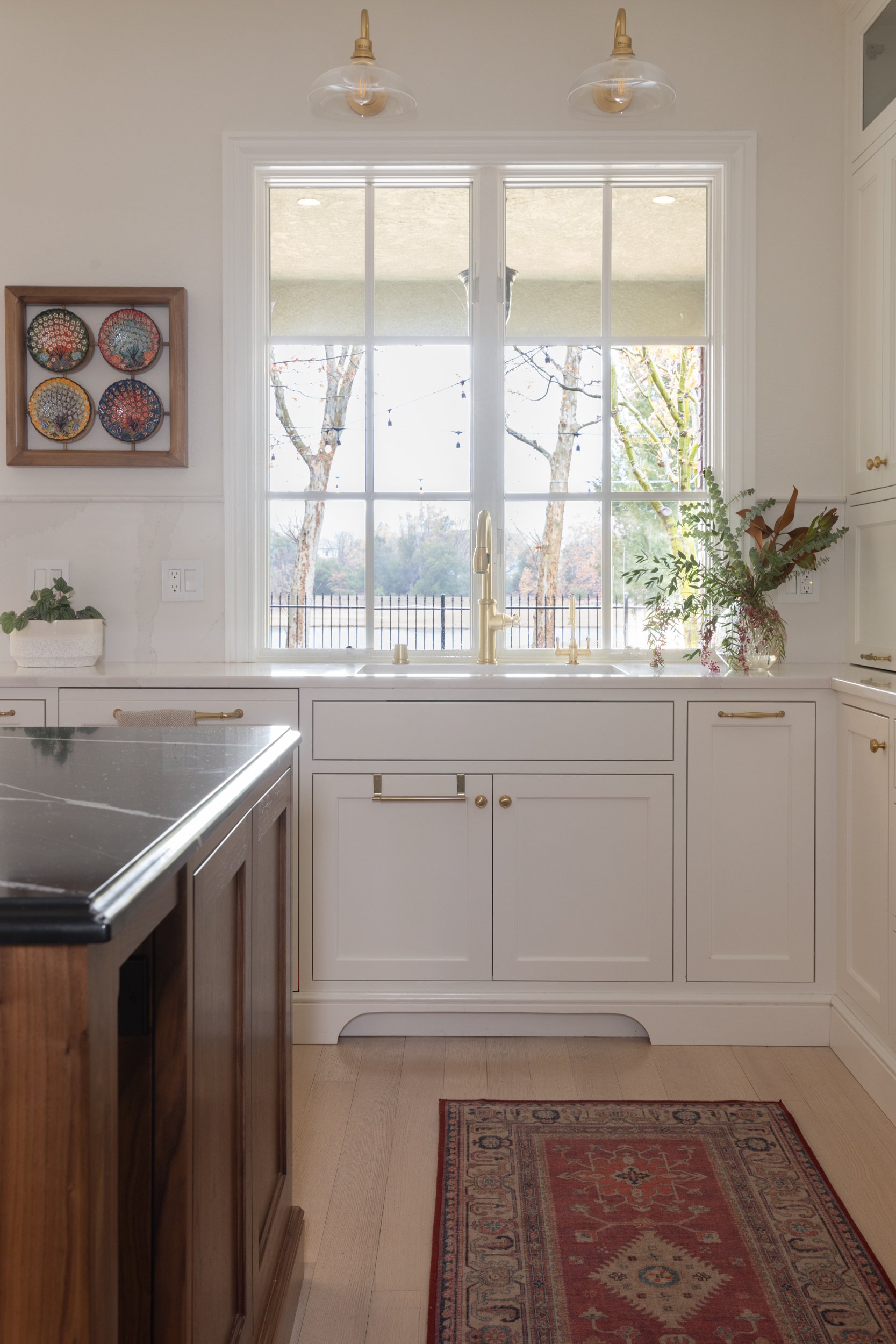 French Country Estate kitchen remodel with custom white kitchen cabinets by Studioayse