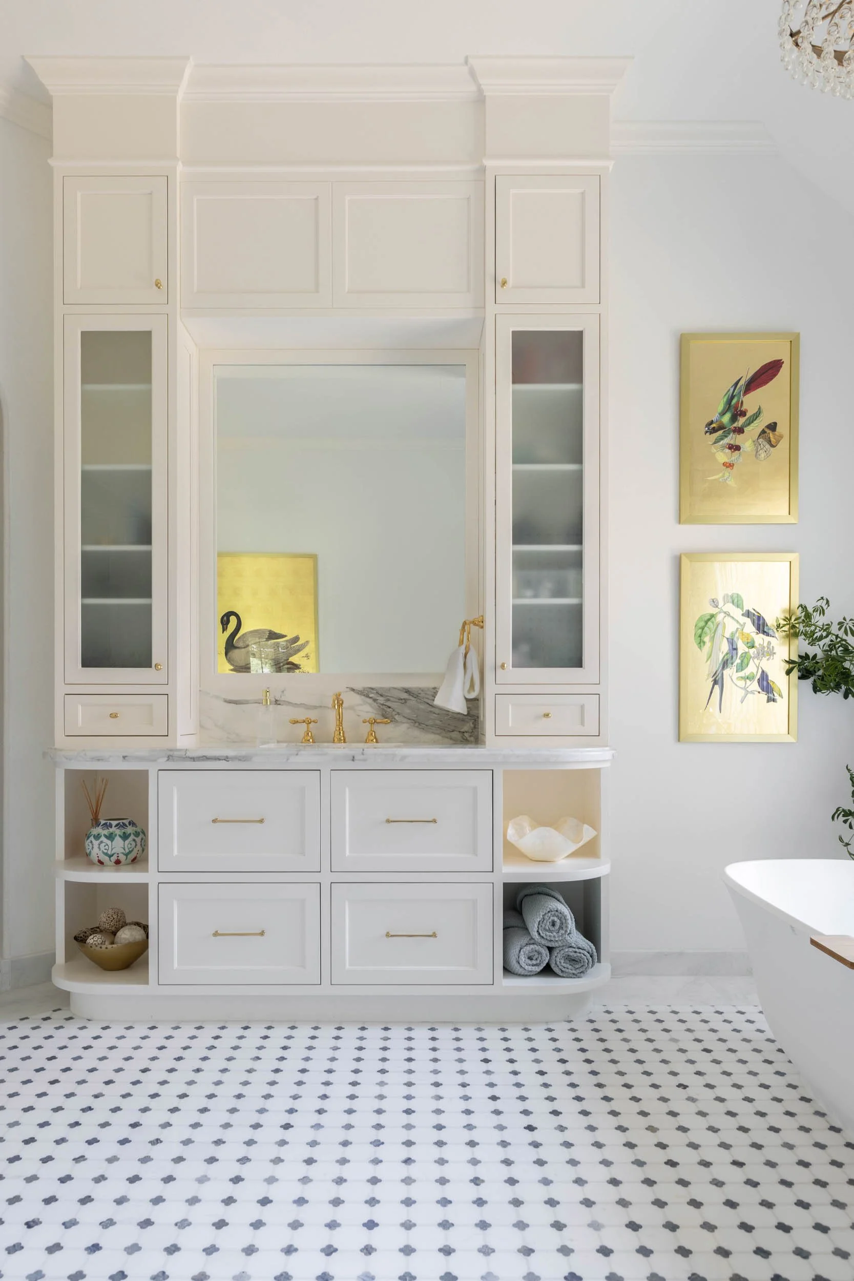 Custom Bathroom Vanity with tailored storage bathroom art