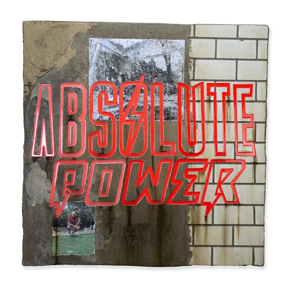 "Absolute Power"

Polyurethane resin, silver leaf, corrotech, latex paint, plaster, image transfer, and shellac on foam.

48"x48"

2025