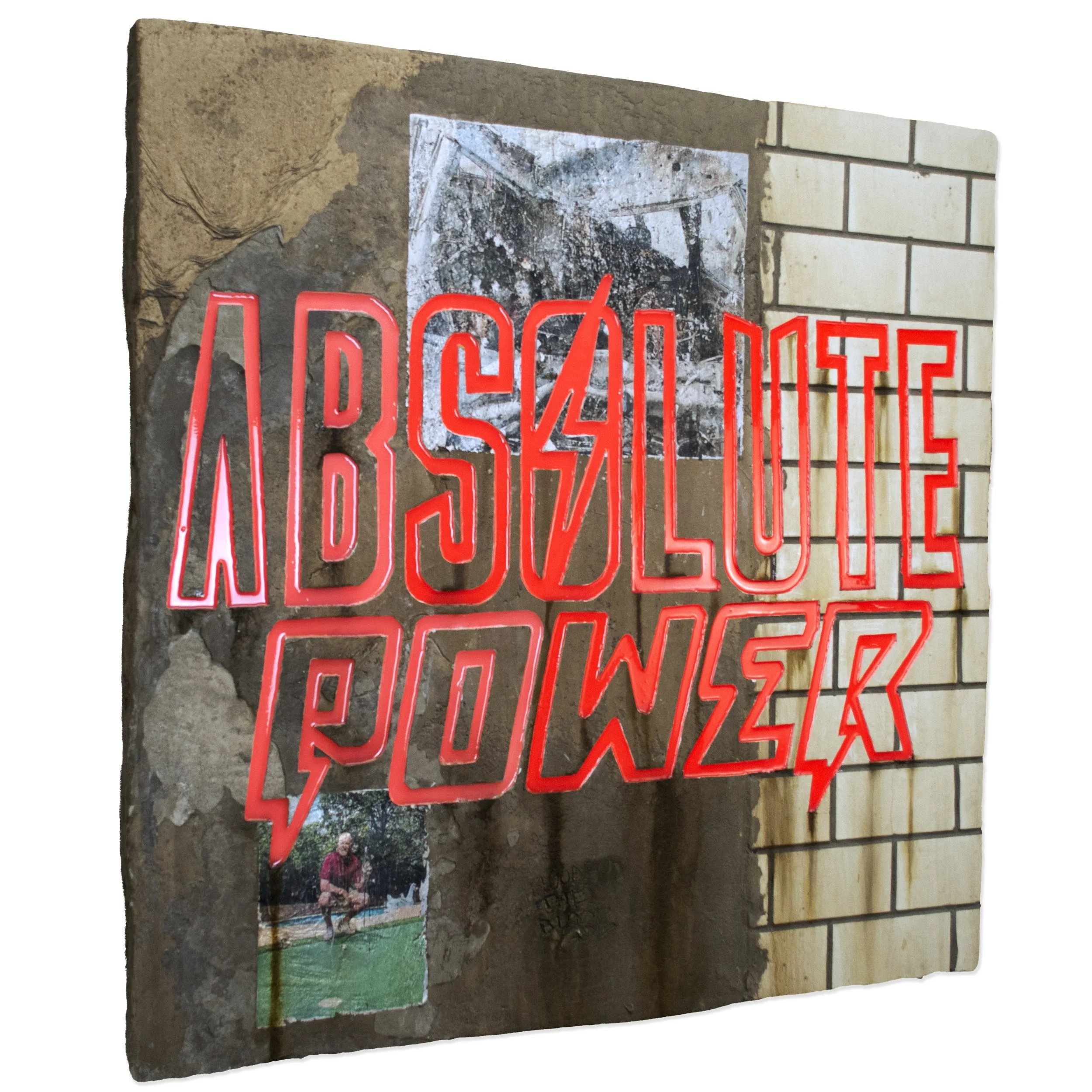 "Absolute Power"

Polyurethane resin, silver leaf, corrotech, latex paint, plaster, image transfer, and shellac on foam.

48"x48"

2025