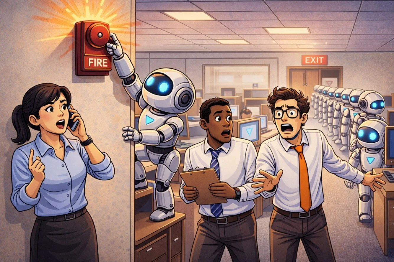 AI agents executing a fire drill