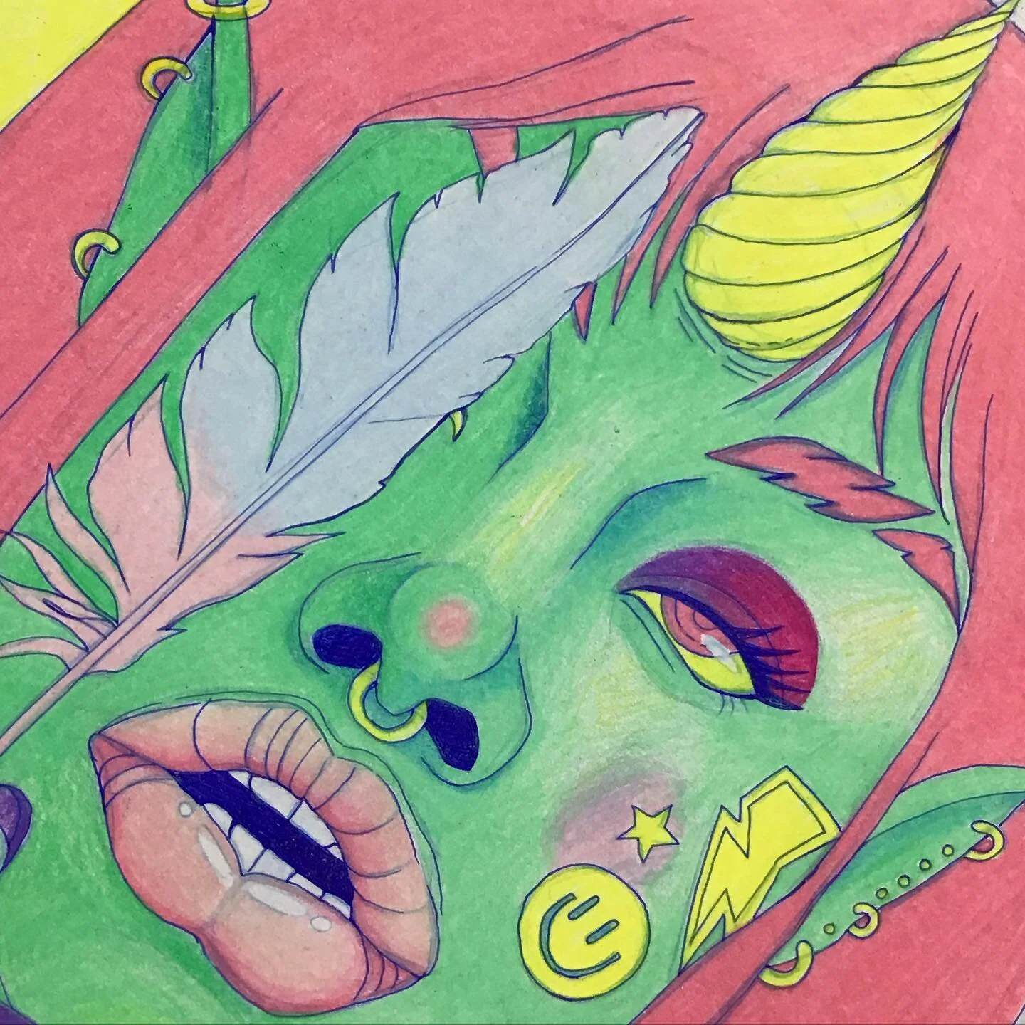 Done in #prismacolorpencils on #bristol by #strathmore. 
This was fun to create! Love the color scheme here. #swipeleft 
.
.
.
. 
.
#blackartist #blackillustrators #unicorns🦄 #unicornart #illustrationartists #prismacolorpencils #prismacolorpremier
