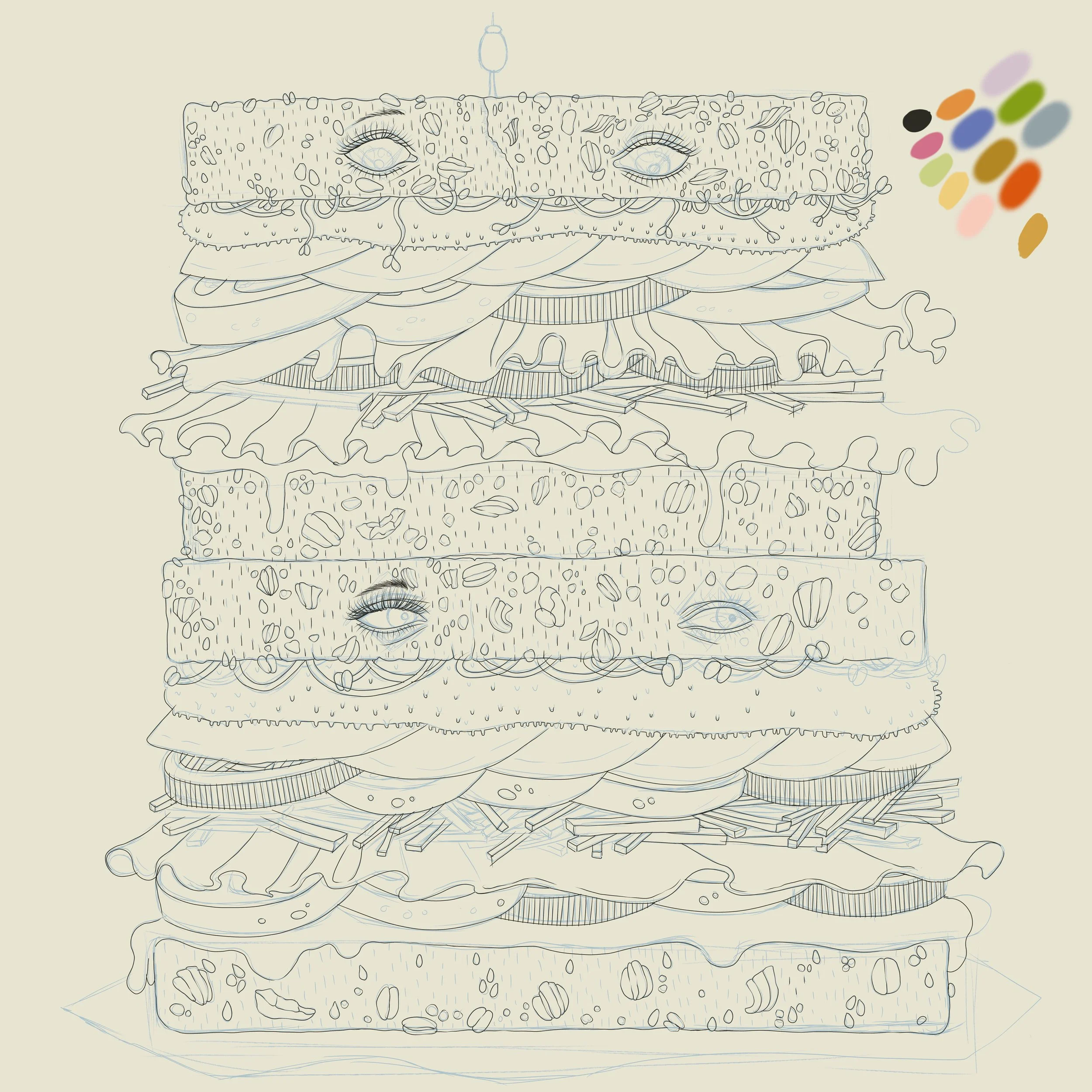WEIRD FOOD ART: VEGAN SANDWICH MONSTA PRINT DESIGN