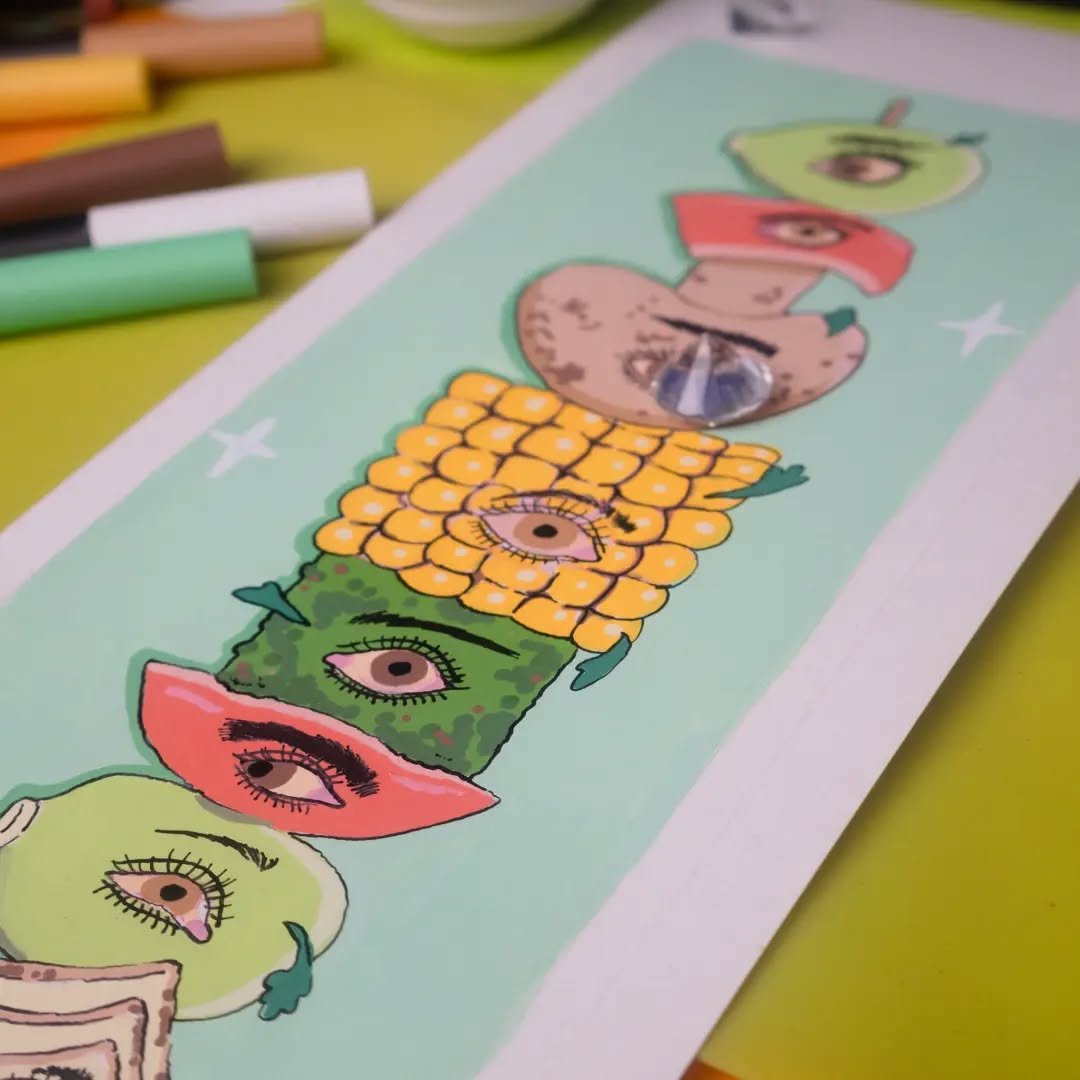 Shishcabob Monstas done using Acrylic paint markers 
.
.
.
#foodillustrations #acrylicpaintmarkers #shishcabob #piscesillustrations