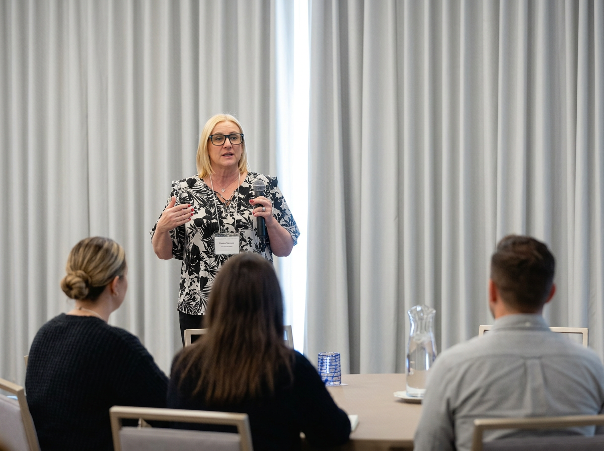 Sarah Abbott leading a professional training session on co-response and behavioral health crisis response