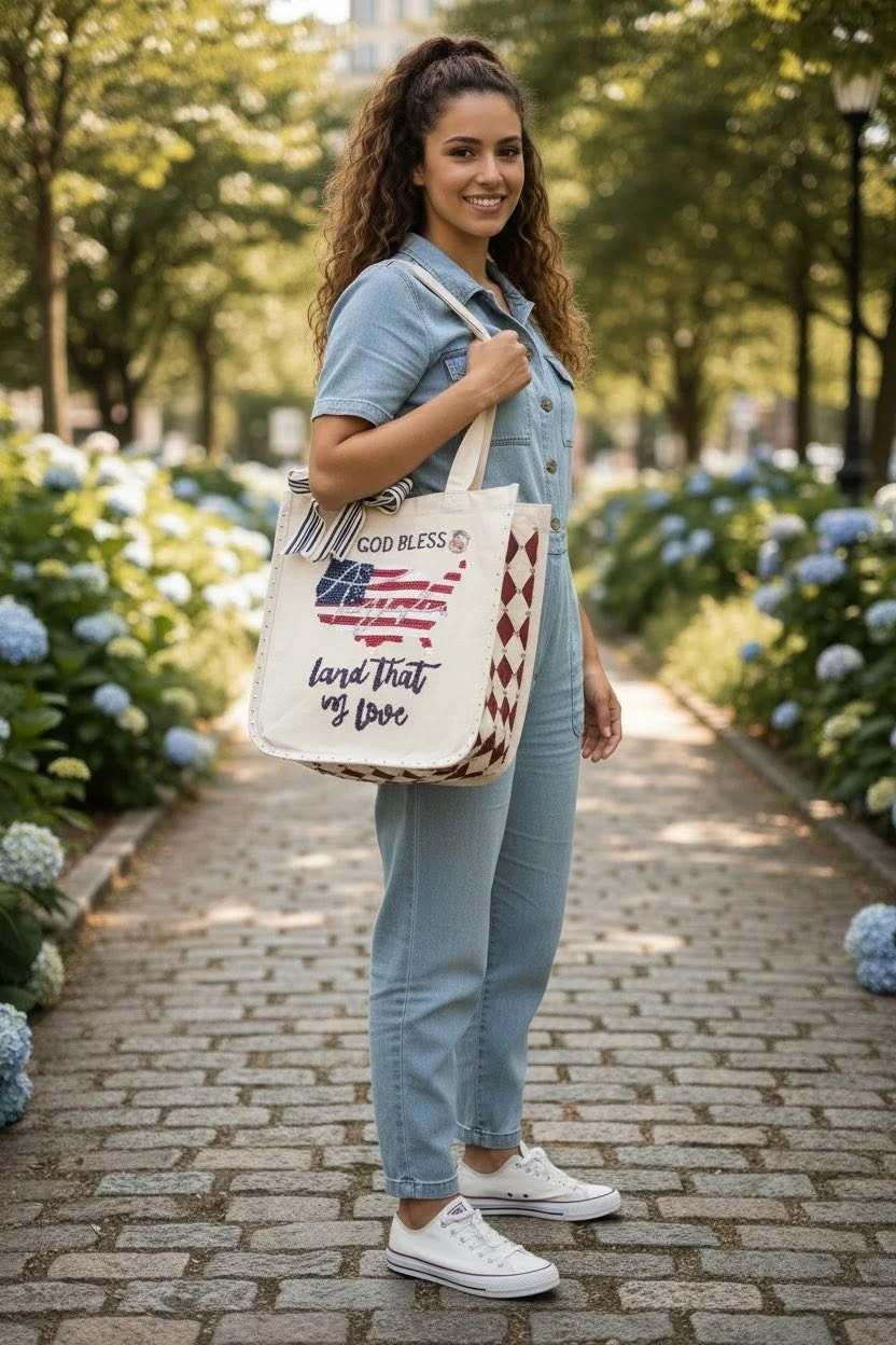 How to Paint &amp; Bedazzle a Patriotic Tote Bag for Under $15