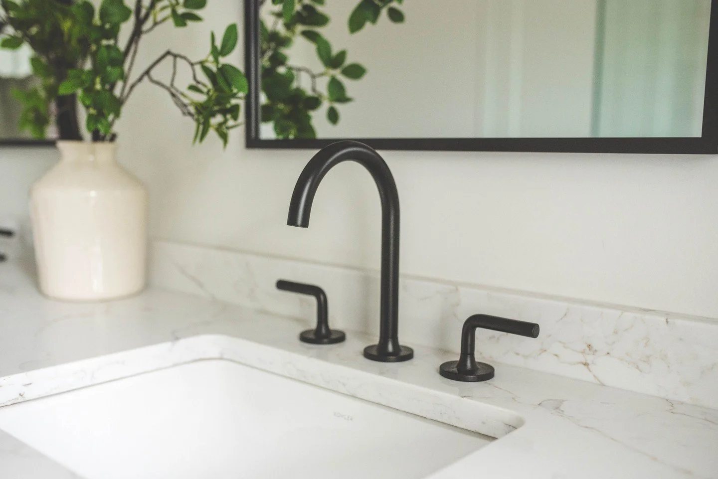 Three different bathrooms, three very different faucets. ⁠
⁠
We love how finishes, fixtures, and hardware can completely transform the feel of a space.⁠
⁠
The structure may stay the same, but these details shift the tone entirely, changing a bathroom